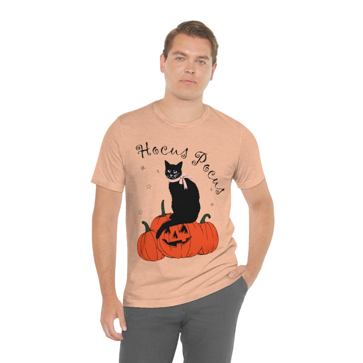 Hocus Pocus Halloween Black Cat Watching Unisex Jersey Short Sleeve T-Shirt Ichaku [Perfect Gifts Selection]