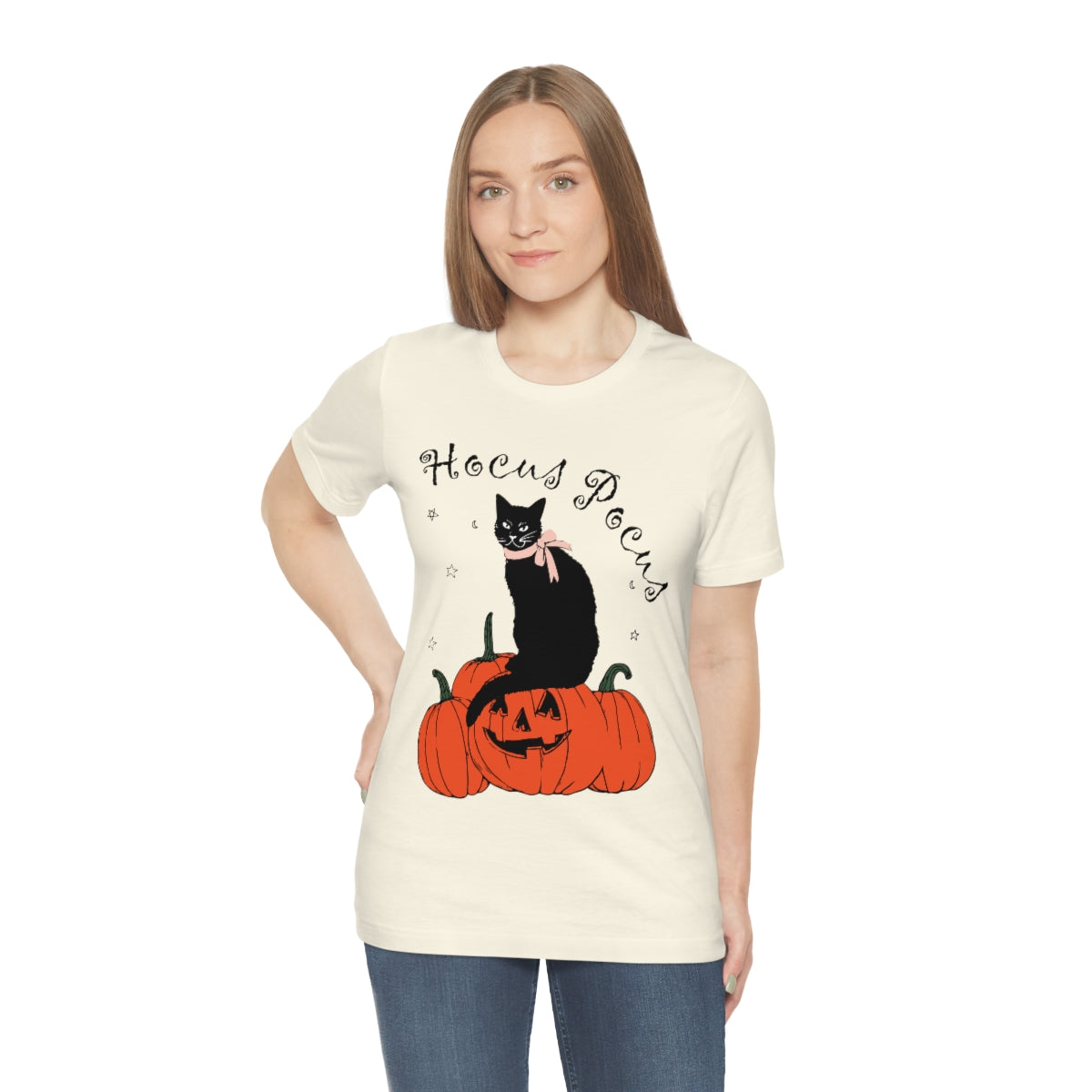 Hocus Pocus Halloween Black Cat Watching Unisex Jersey Short Sleeve T-Shirt Ichaku [Perfect Gifts Selection]