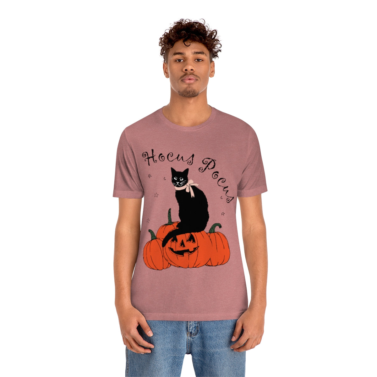 Hocus Pocus Halloween Black Cat Watching Unisex Jersey Short Sleeve T-Shirt Ichaku [Perfect Gifts Selection]