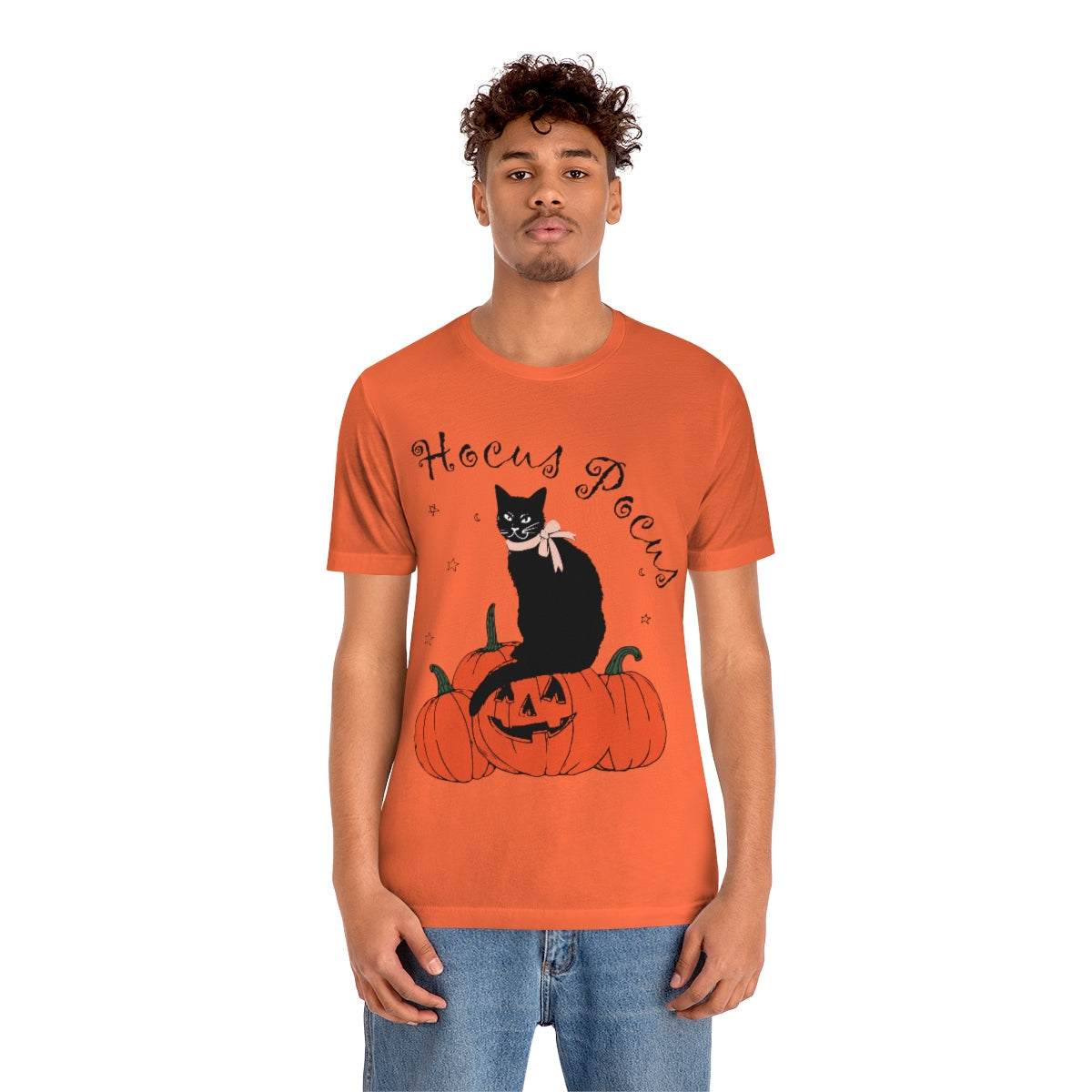 Hocus Pocus Halloween Black Cat Watching Unisex Jersey Short Sleeve T-Shirt Ichaku [Perfect Gifts Selection]