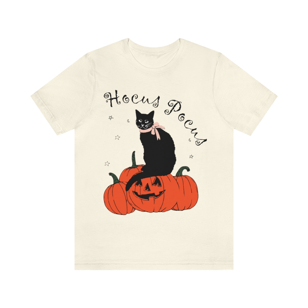 Hocus Pocus Halloween Black Cat Watching Unisex Jersey Short Sleeve T-Shirt Ichaku [Perfect Gifts Selection]