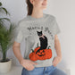 Hocus Pocus Halloween Black Cat Watching Unisex Jersey Short Sleeve T-Shirt Ichaku [Perfect Gifts Selection]