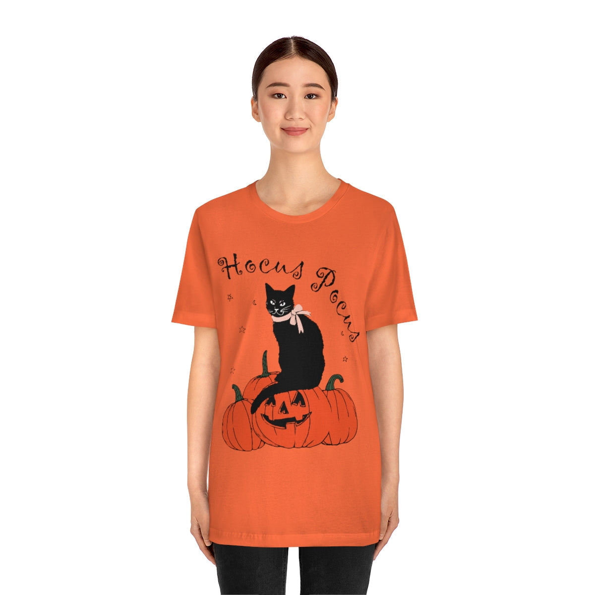 Hocus Pocus Halloween Black Cat Watching Unisex Jersey Short Sleeve T-Shirt Ichaku [Perfect Gifts Selection]