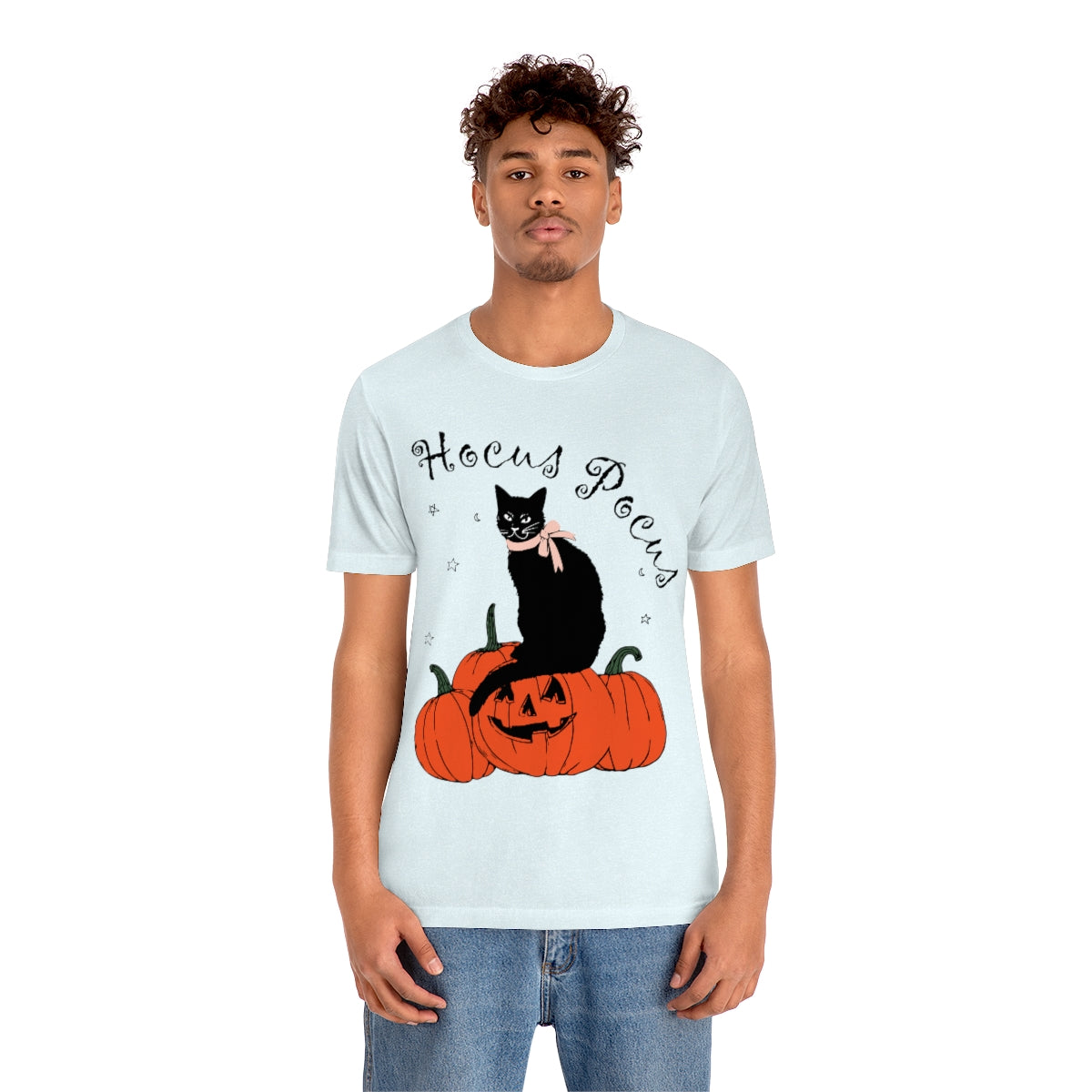 Hocus Pocus Halloween Black Cat Watching Unisex Jersey Short Sleeve T-Shirt Ichaku [Perfect Gifts Selection]