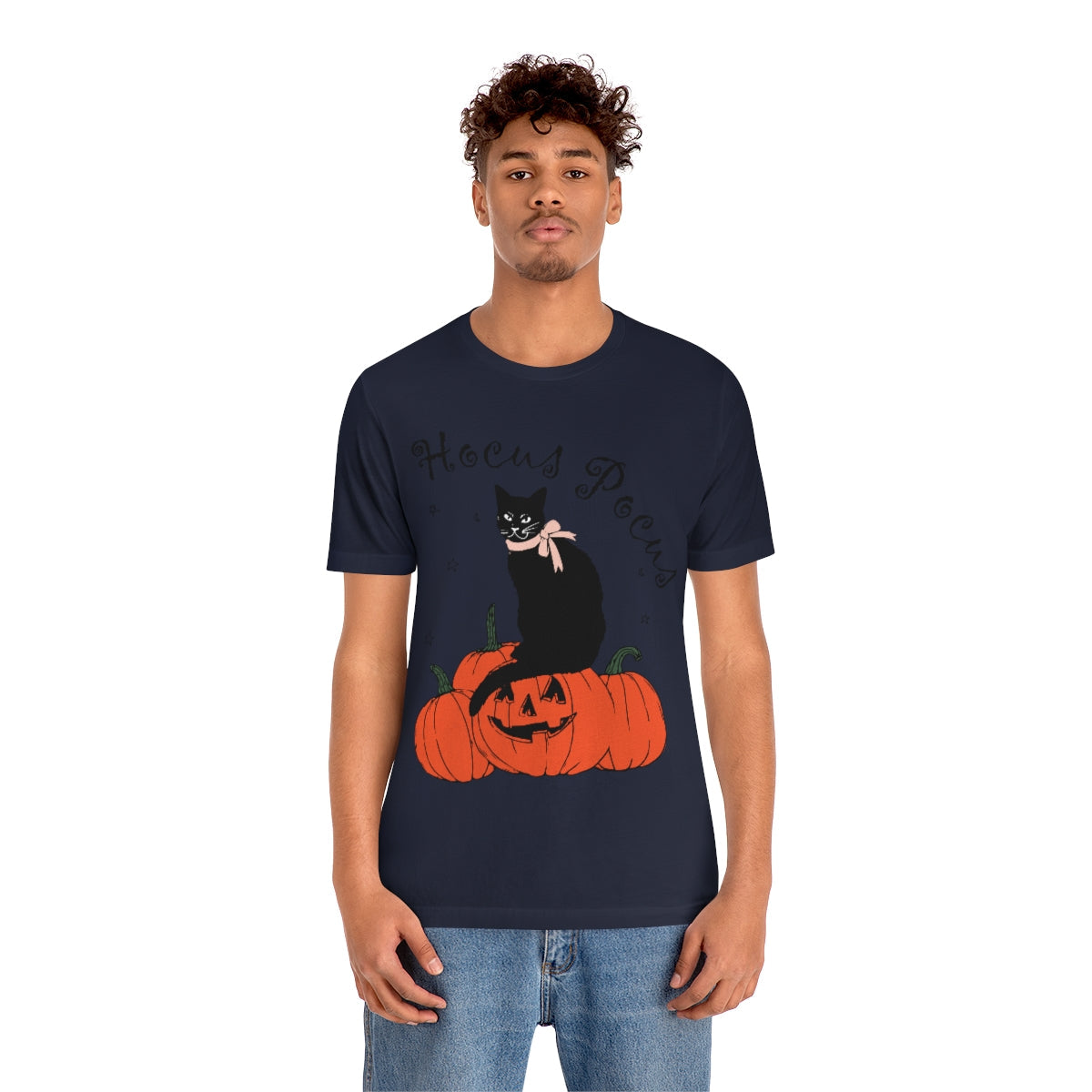 Hocus Pocus Halloween Black Cat Watching Unisex Jersey Short Sleeve T-Shirt Ichaku [Perfect Gifts Selection]