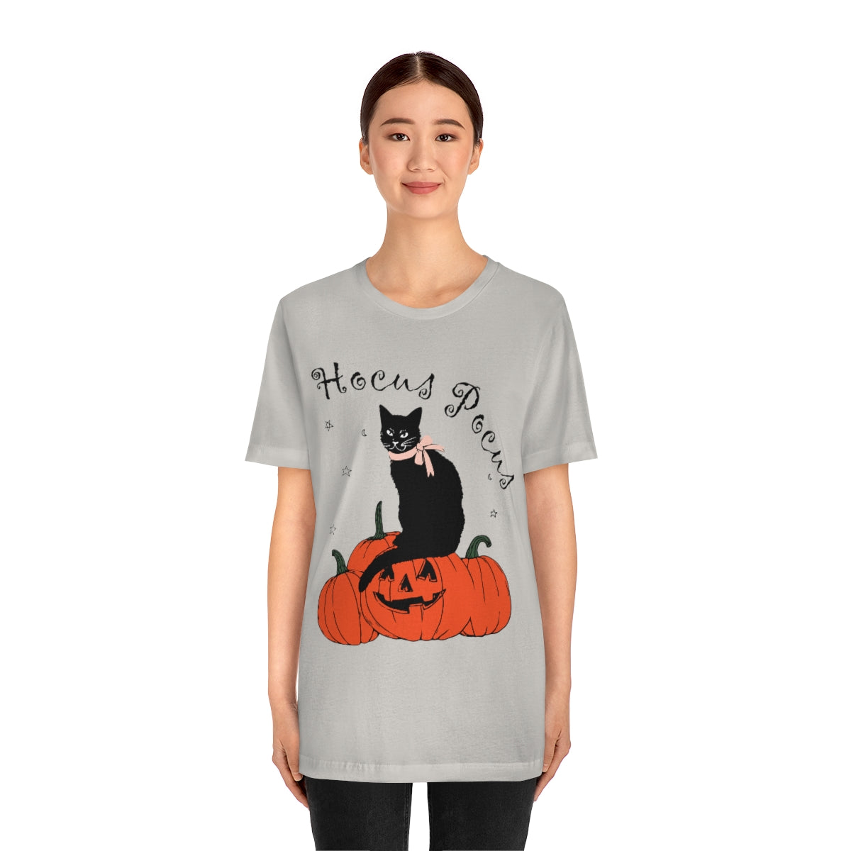 Hocus Pocus Halloween Black Cat Watching Unisex Jersey Short Sleeve T-Shirt Ichaku [Perfect Gifts Selection]