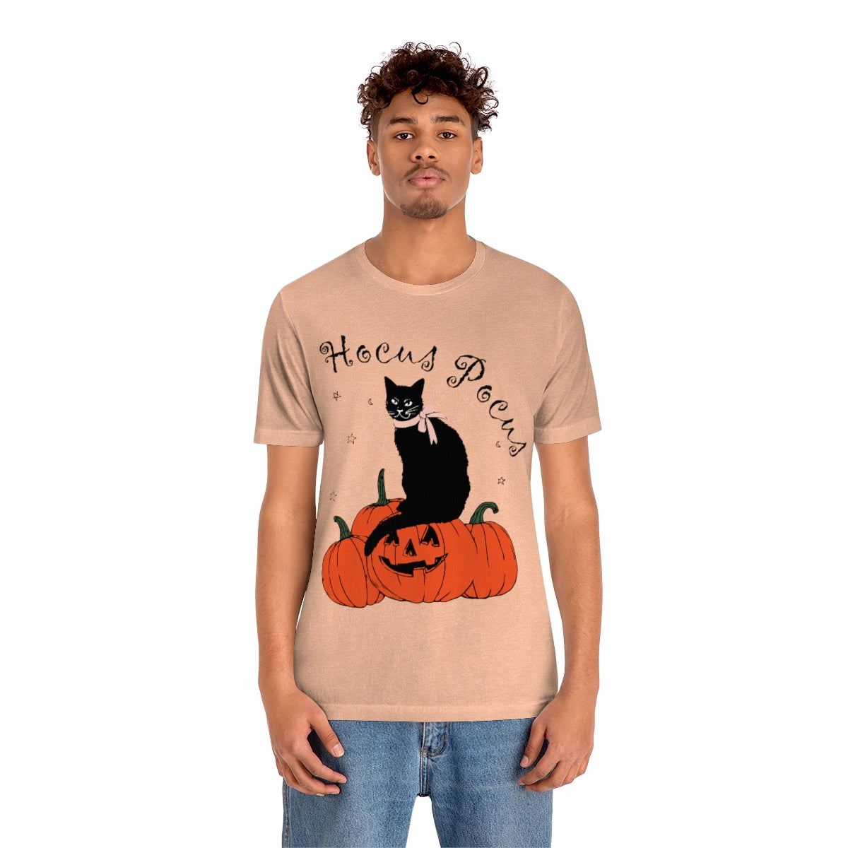 Hocus Pocus Halloween Black Cat Watching Unisex Jersey Short Sleeve T-Shirt Ichaku [Perfect Gifts Selection]