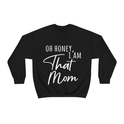 Honey I am That Mom International Mothers Day White Text Unisex Heavy Blend™ Crewneck Sweatshirt Ichaku [Perfect Gifts Selection]