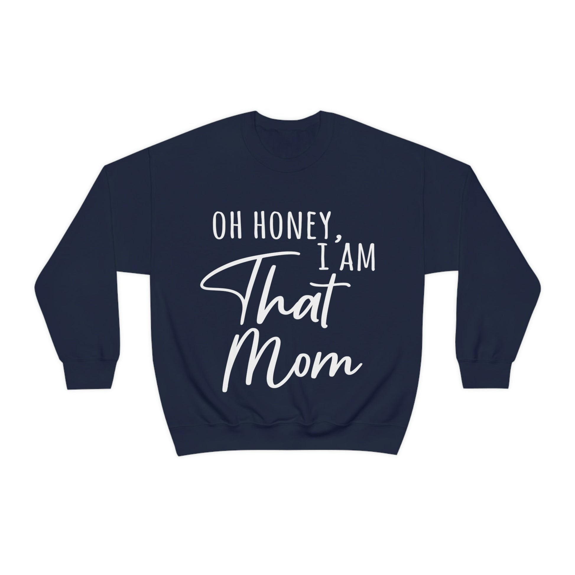 Honey I am That Mom International Mothers Day White Text Unisex Heavy Blend™ Crewneck Sweatshirt Ichaku [Perfect Gifts Selection]