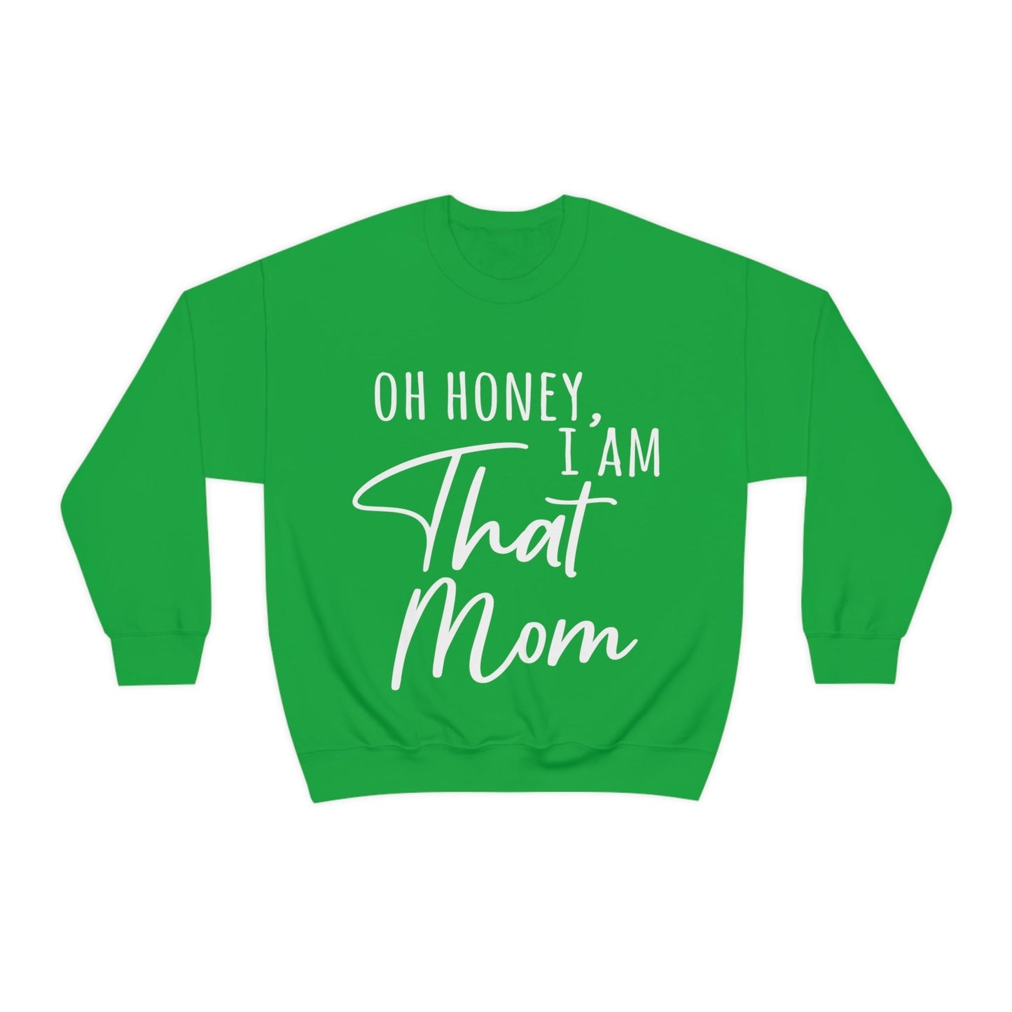 Honey I am That Mom International Mothers Day White Text Unisex Heavy Blend™ Crewneck Sweatshirt Ichaku [Perfect Gifts Selection]