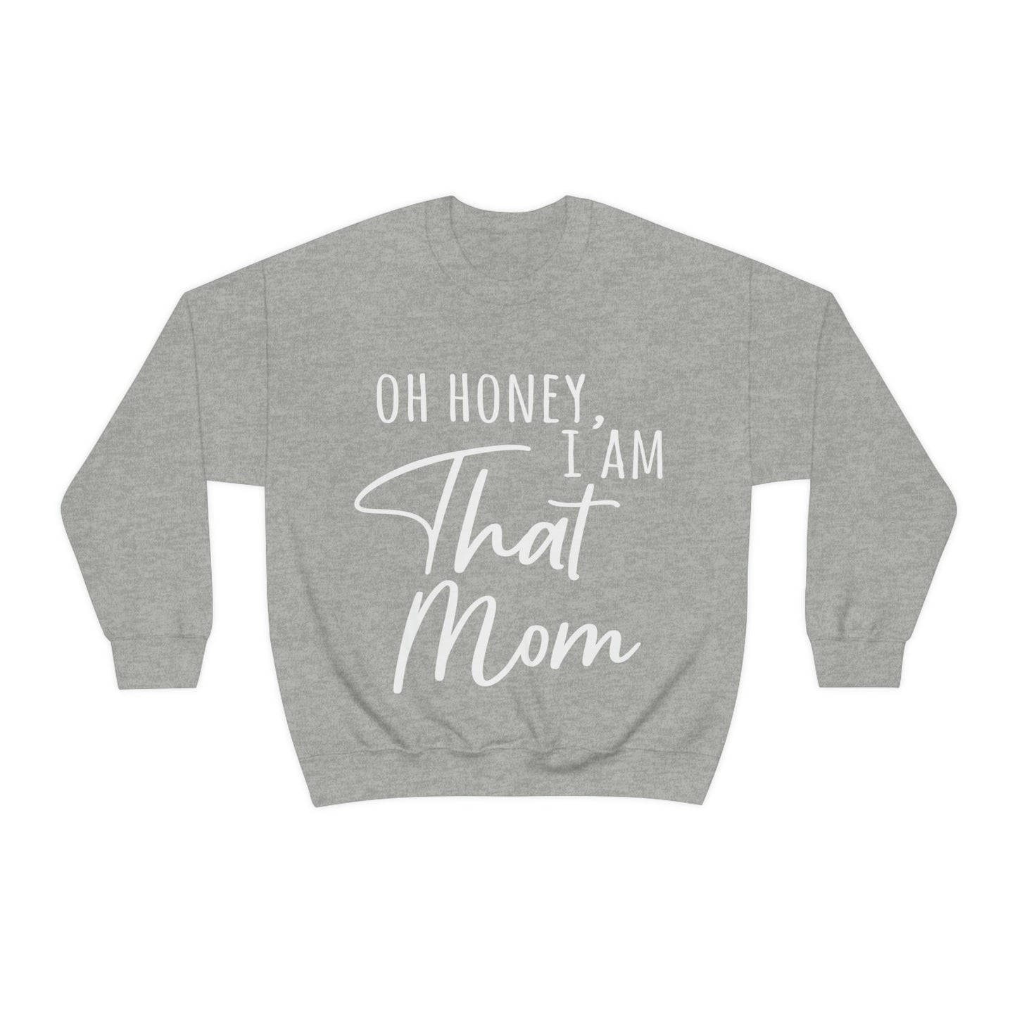 Honey I am That Mom International Mothers Day White Text Unisex Heavy Blend™ Crewneck Sweatshirt Ichaku [Perfect Gifts Selection]