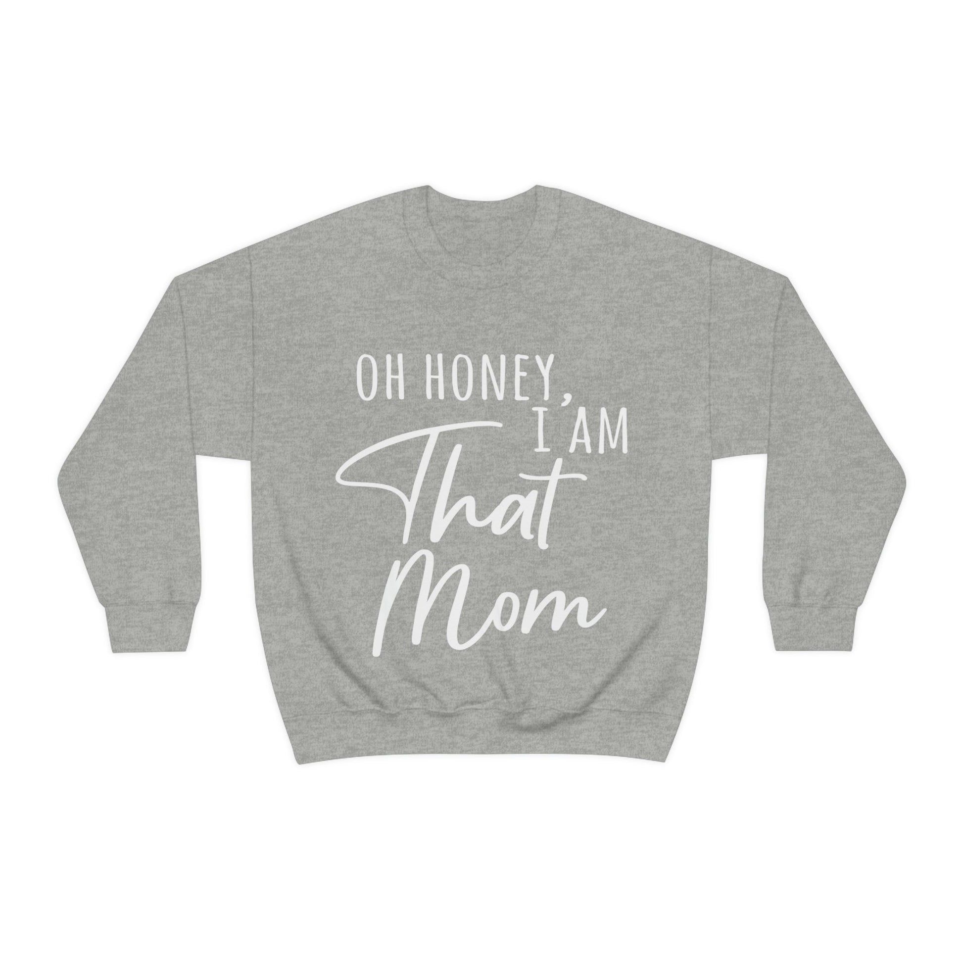 Honey I am That Mom International Mothers Day White Text Unisex Heavy Blend™ Crewneck Sweatshirt Ichaku [Perfect Gifts Selection]