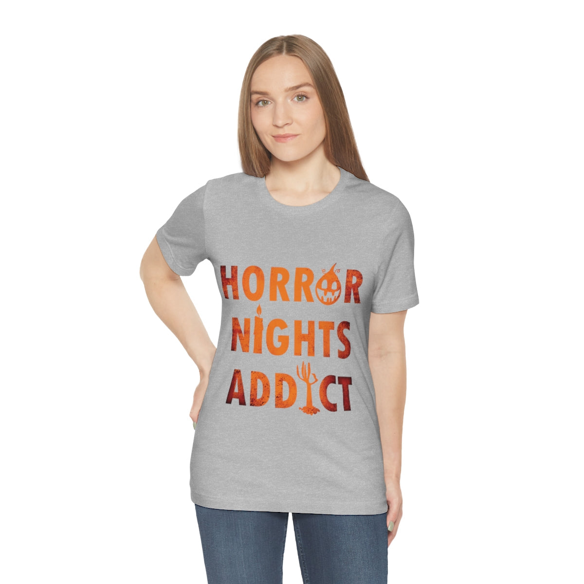 Horror Addiction Halloween Scary Pumpkin Unisex Jersey Short Sleeve T-Shirt Ichaku [Perfect Gifts Selection]