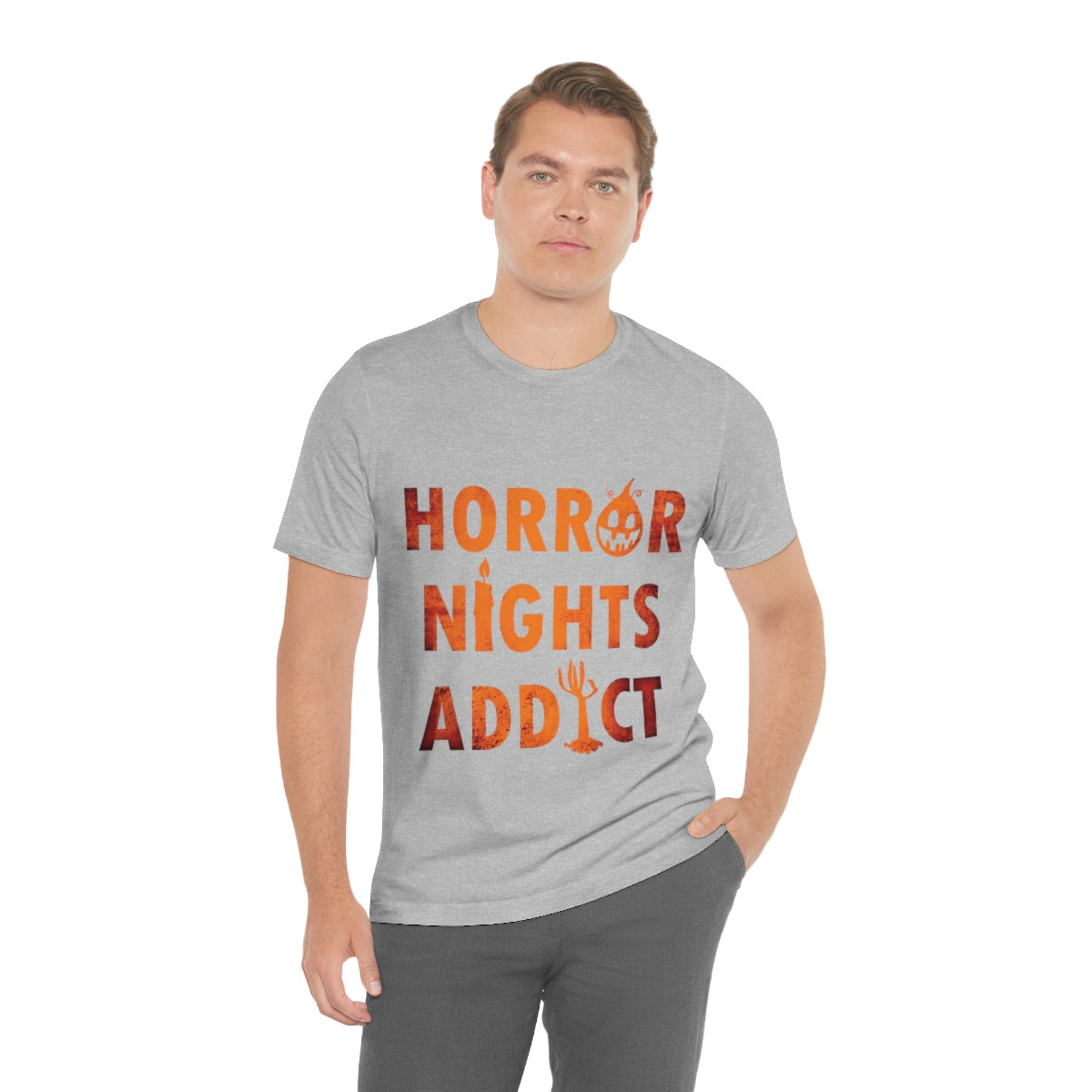 Horror Addiction Halloween Scary Pumpkin Unisex Jersey Short Sleeve T-Shirt Ichaku [Perfect Gifts Selection]