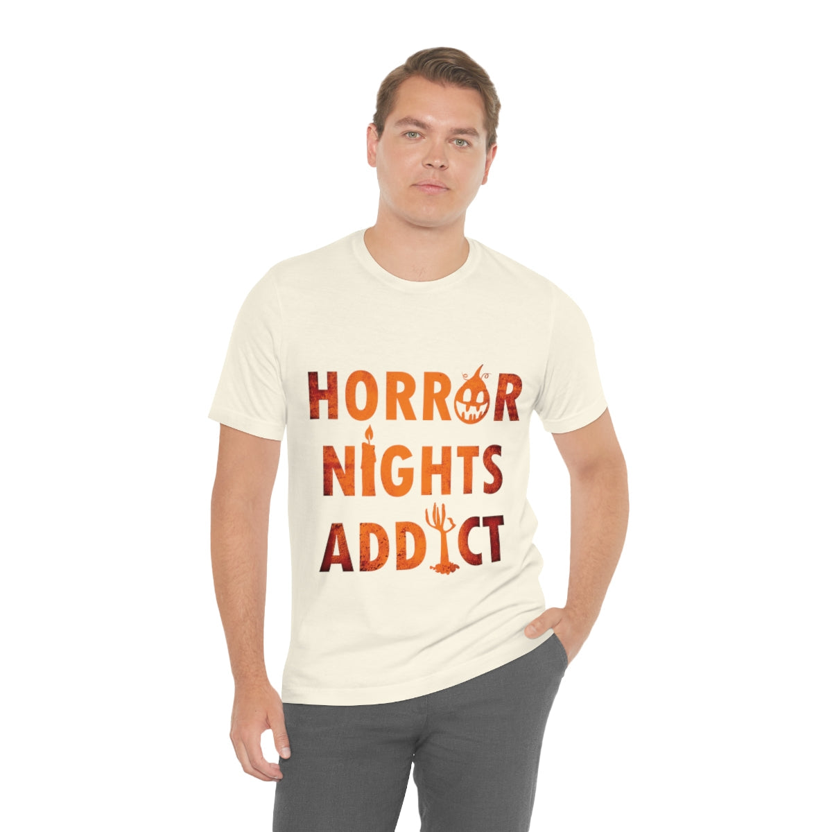 Horror Addiction Halloween Scary Pumpkin Unisex Jersey Short Sleeve T-Shirt Ichaku [Perfect Gifts Selection]