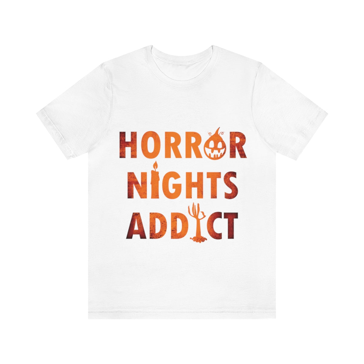 Horror Addiction Halloween Scary Pumpkin Unisex Jersey Short Sleeve T-Shirt Ichaku [Perfect Gifts Selection]