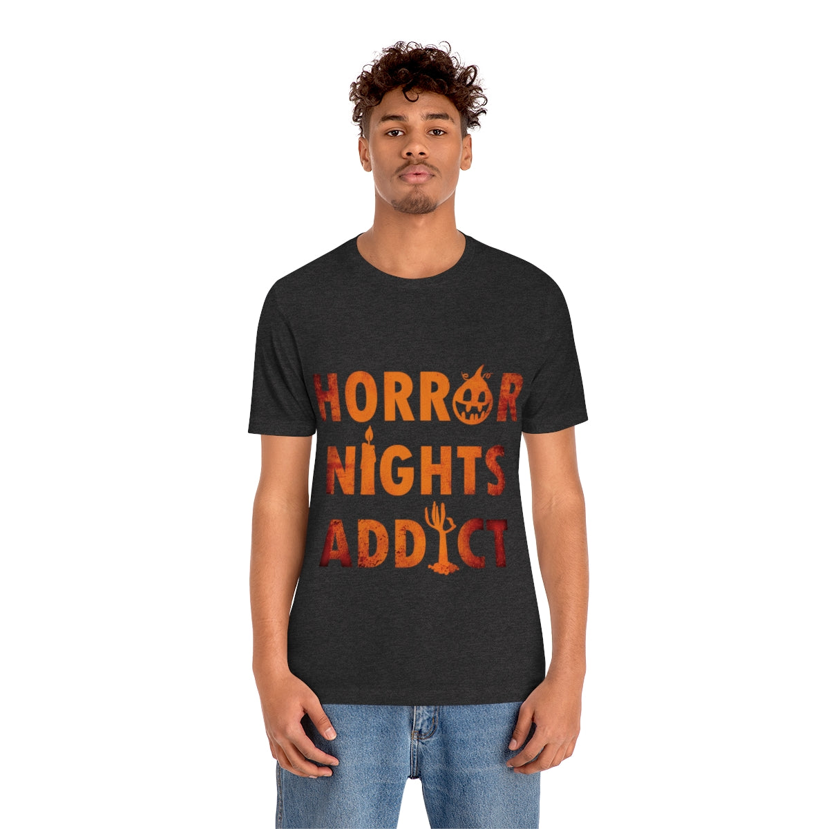 Horror Addiction Halloween Scary Pumpkin Unisex Jersey Short Sleeve T-Shirt Ichaku [Perfect Gifts Selection]