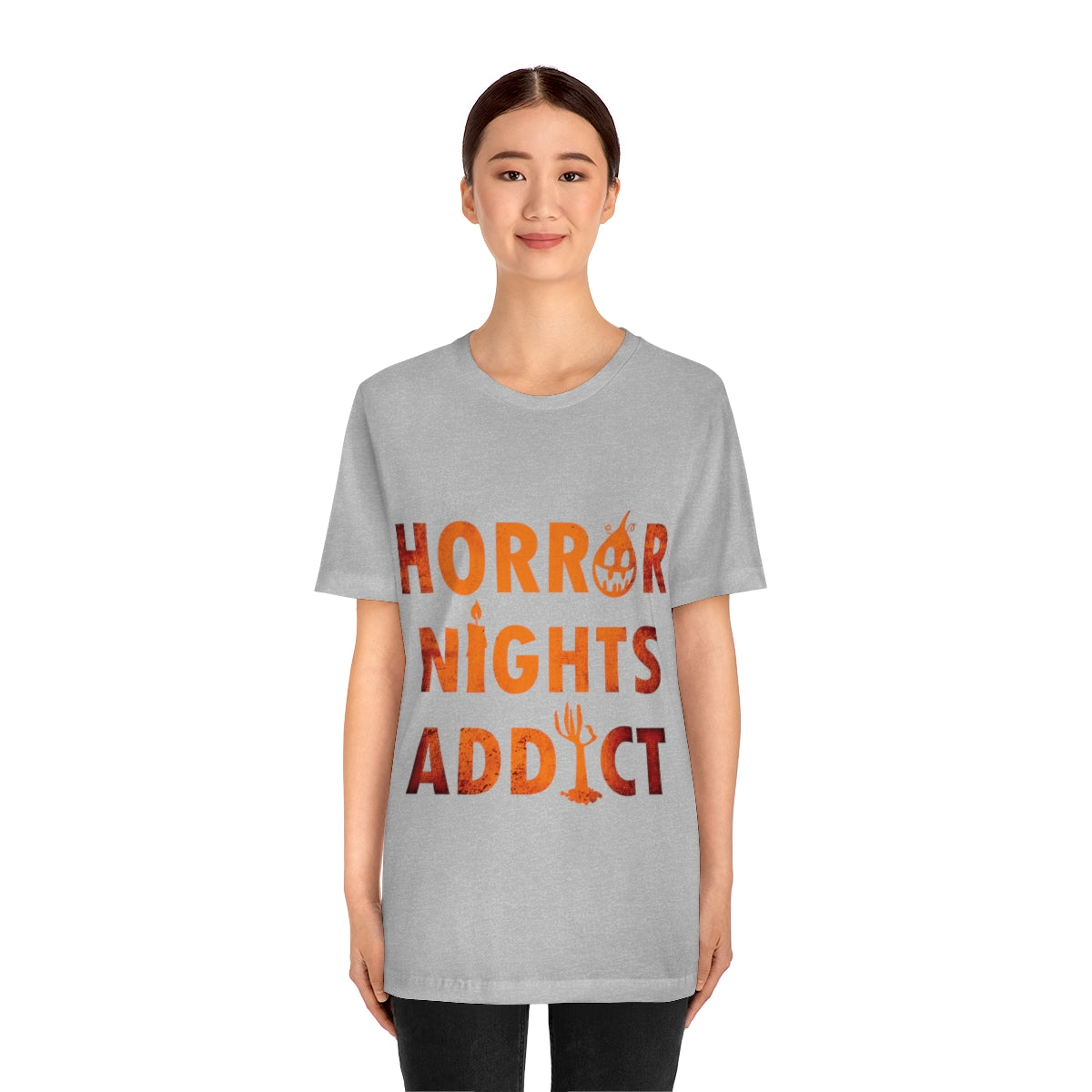 Horror Addiction Halloween Scary Pumpkin Unisex Jersey Short Sleeve T-Shirt Ichaku [Perfect Gifts Selection]