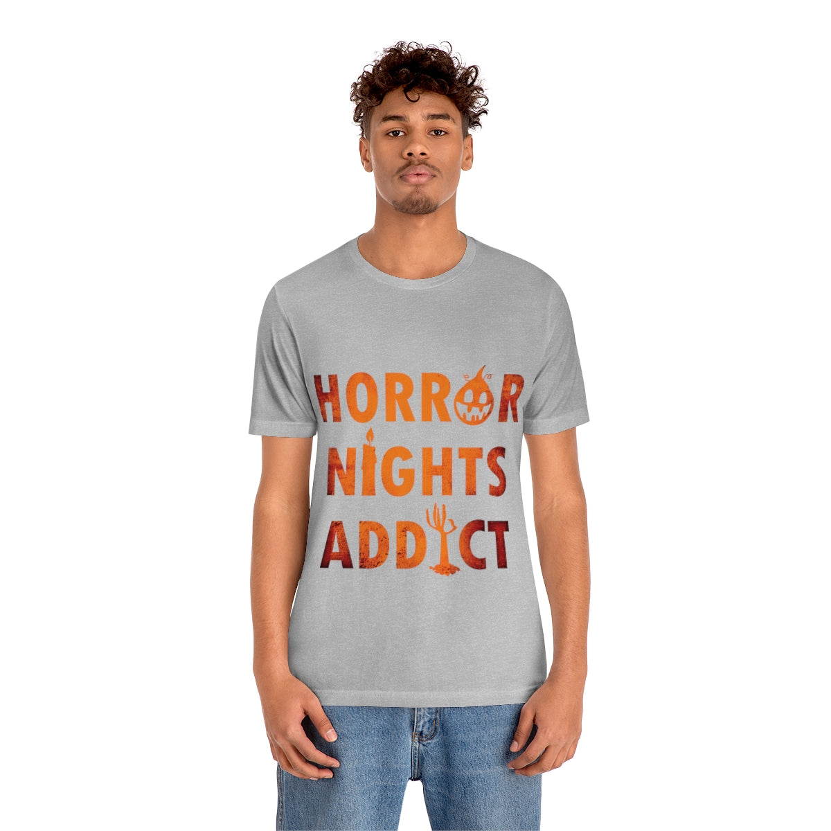 Horror Addiction Halloween Scary Pumpkin Unisex Jersey Short Sleeve T-Shirt Ichaku [Perfect Gifts Selection]