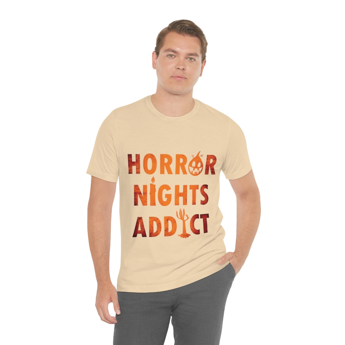 Horror Addiction Halloween Scary Pumpkin Unisex Jersey Short Sleeve T-Shirt Ichaku [Perfect Gifts Selection]