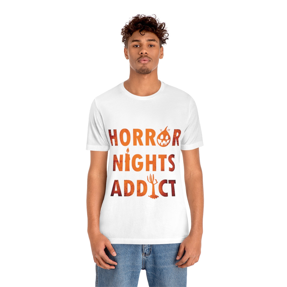 Horror Addiction Halloween Scary Pumpkin Unisex Jersey Short Sleeve T-Shirt Ichaku [Perfect Gifts Selection]