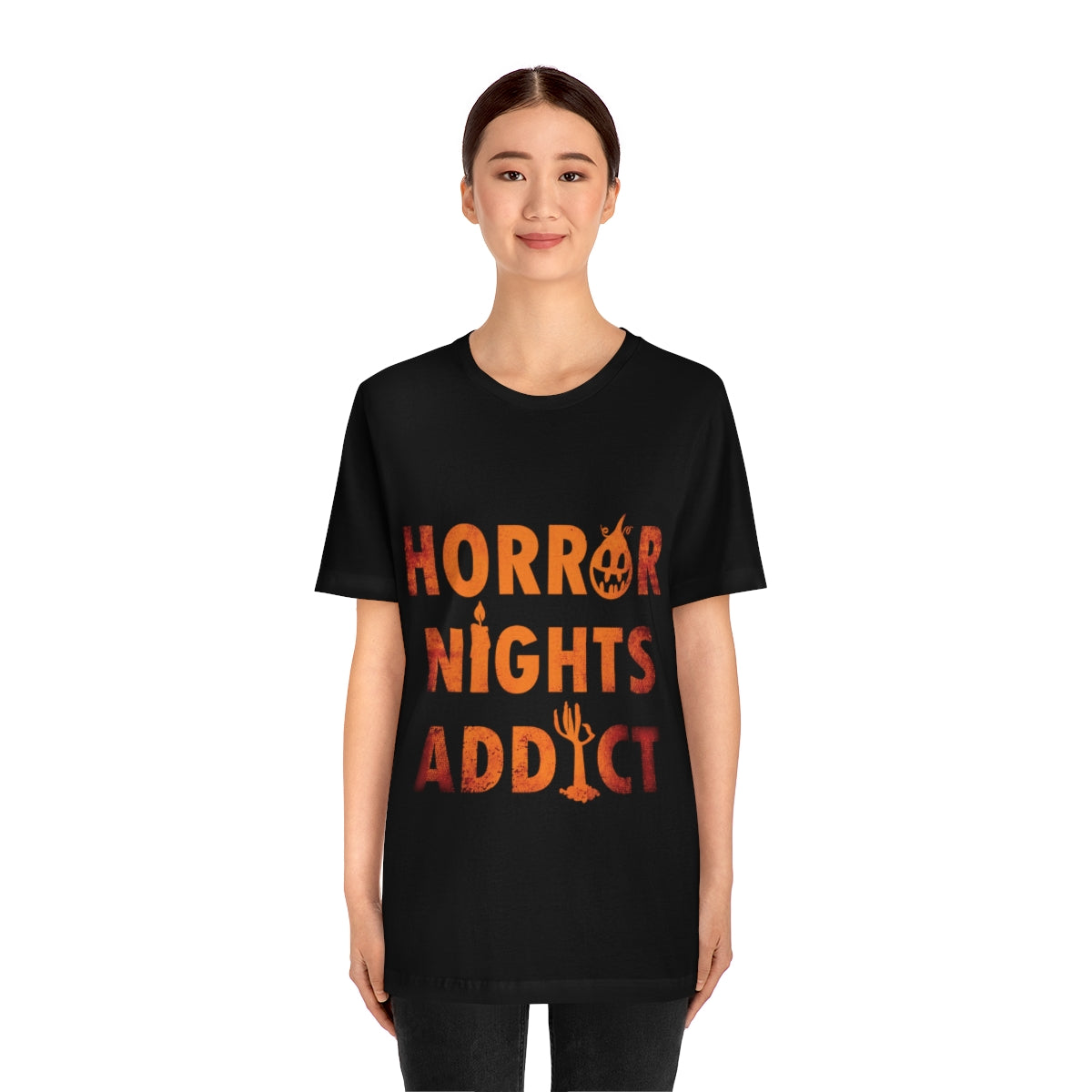 Horror Addiction Halloween Scary Pumpkin Unisex Jersey Short Sleeve T-Shirt Ichaku [Perfect Gifts Selection]