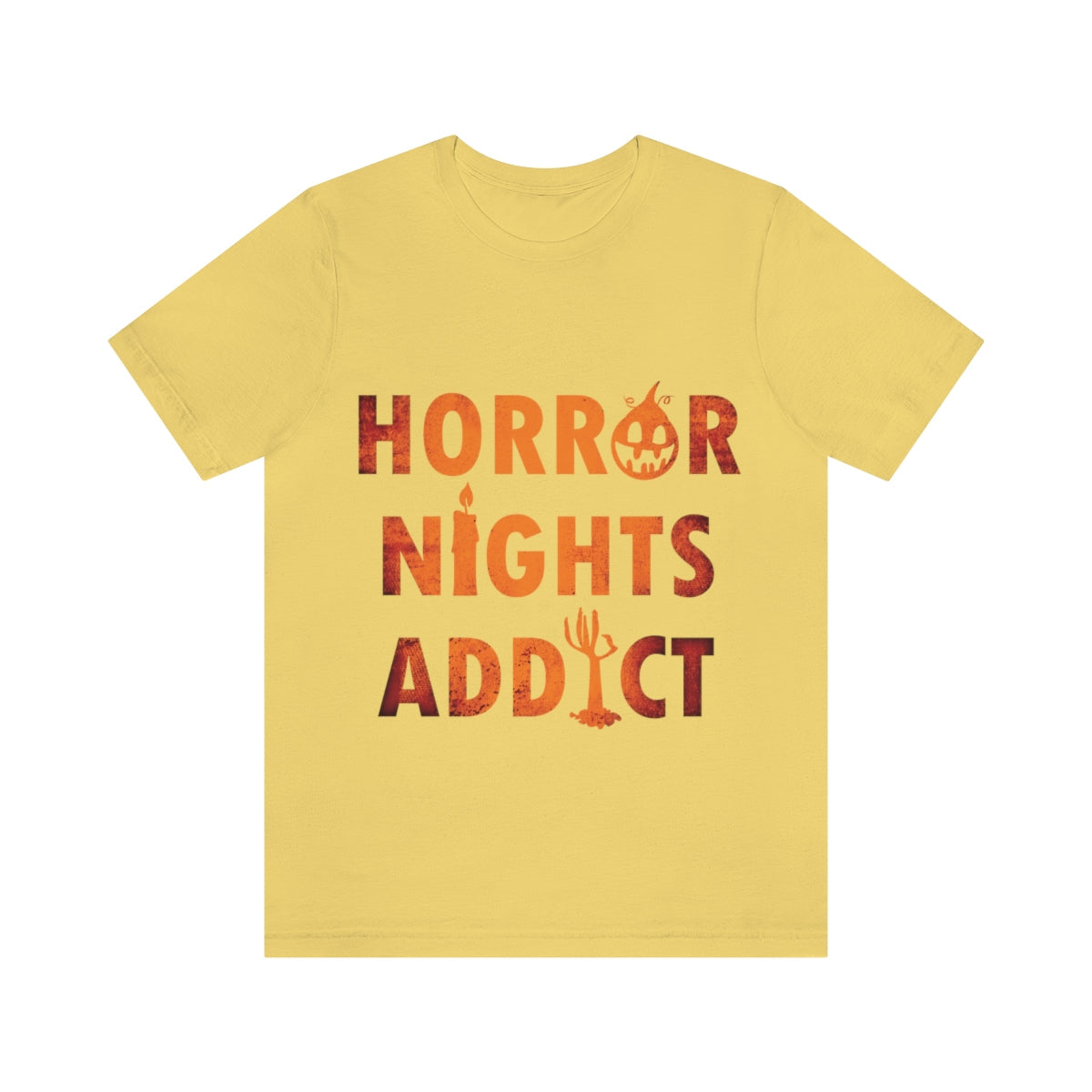 Horror Addiction Halloween Scary Pumpkin Unisex Jersey Short Sleeve T-Shirt Ichaku [Perfect Gifts Selection]