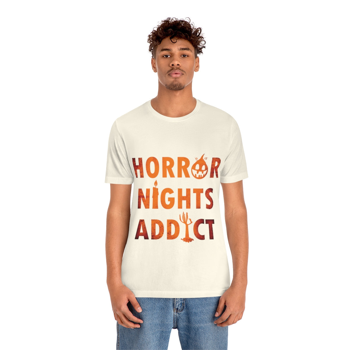 Horror Addiction Halloween Scary Pumpkin Unisex Jersey Short Sleeve T-Shirt Ichaku [Perfect Gifts Selection]