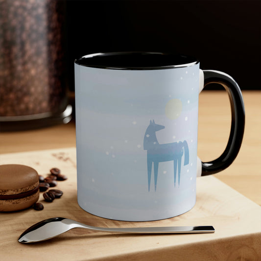 Horse Under the Snow Winter Landscape Art Classic Accent Coffee Mug 11oz Ichaku [Perfect Gifts Selection]