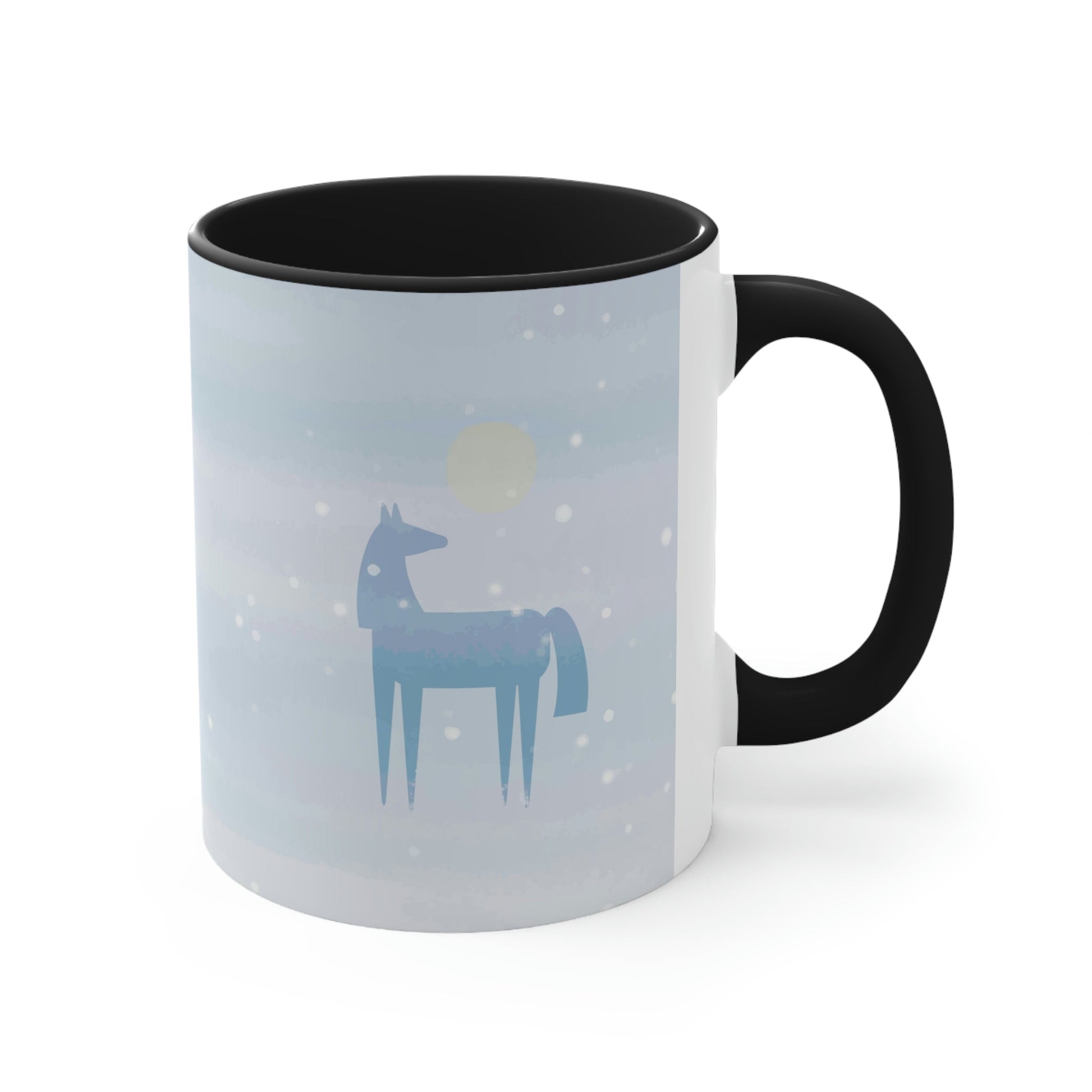 Horse Under the Snow Winter Landscape Art Classic Accent Coffee Mug 11oz Ichaku [Perfect Gifts Selection]