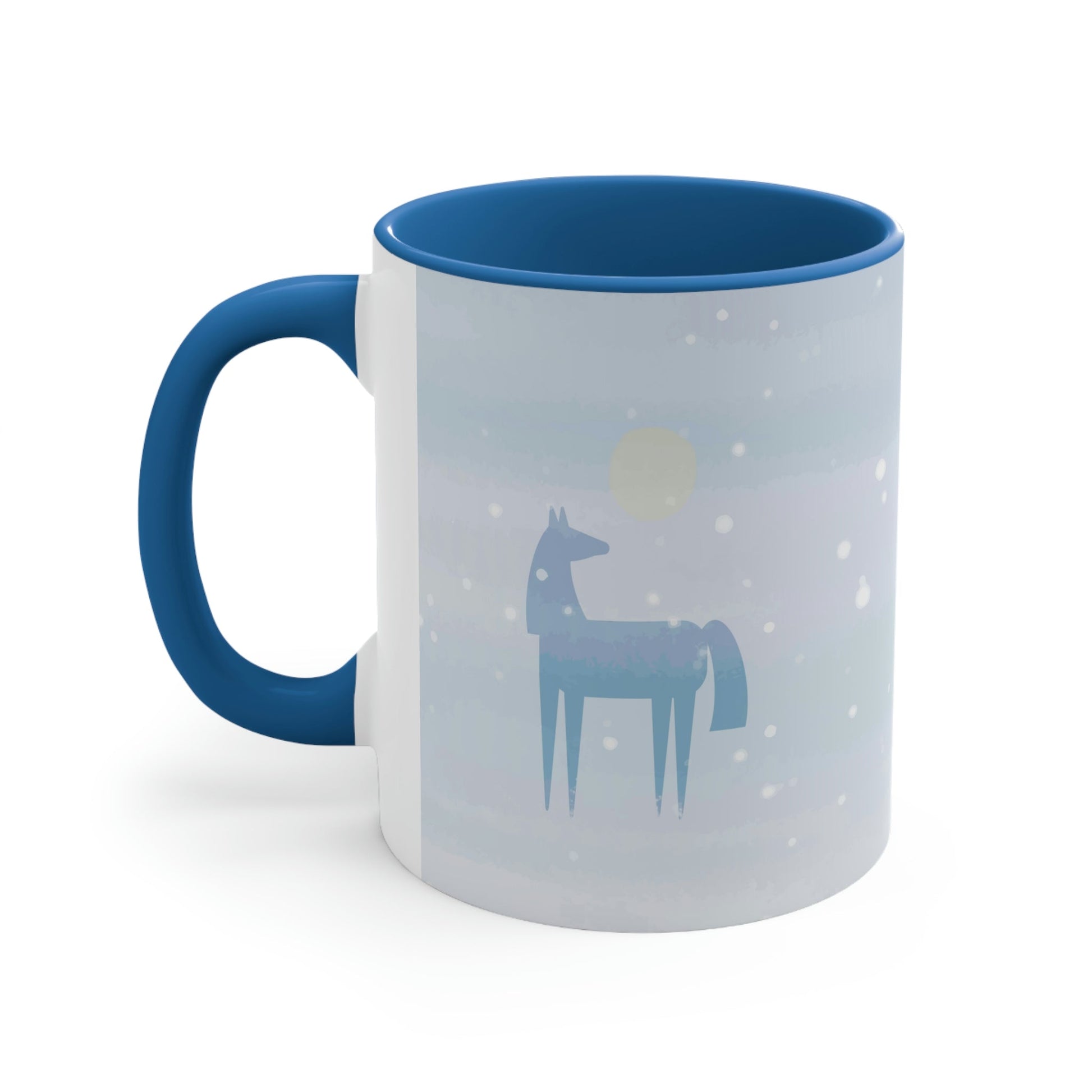 Horse Under the Snow Winter Landscape Art Classic Accent Coffee Mug 11oz Ichaku [Perfect Gifts Selection]