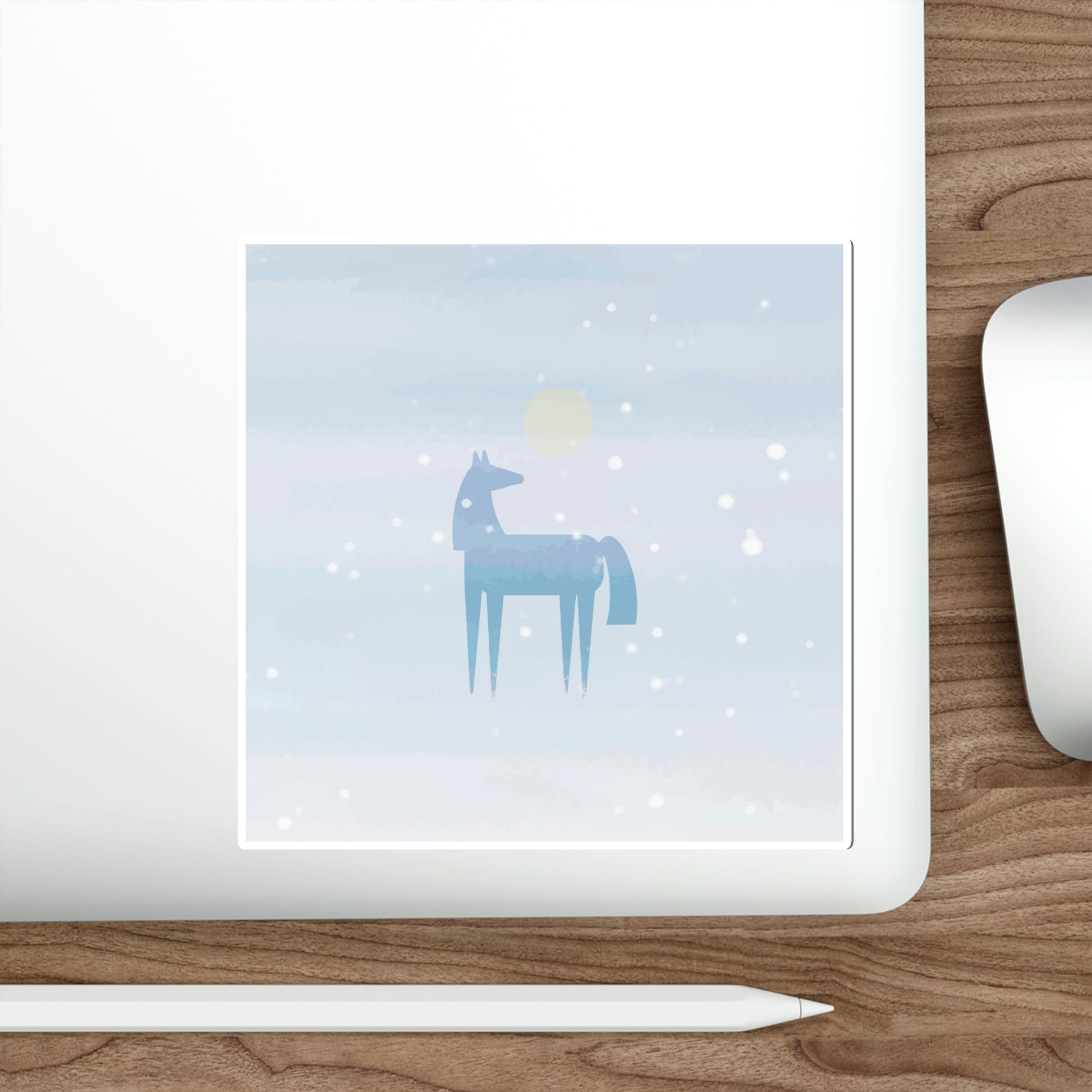 Horse Under the Snow Winter Landscape Art Die-Cut Sticker Ichaku [Perfect Gifts Selection]