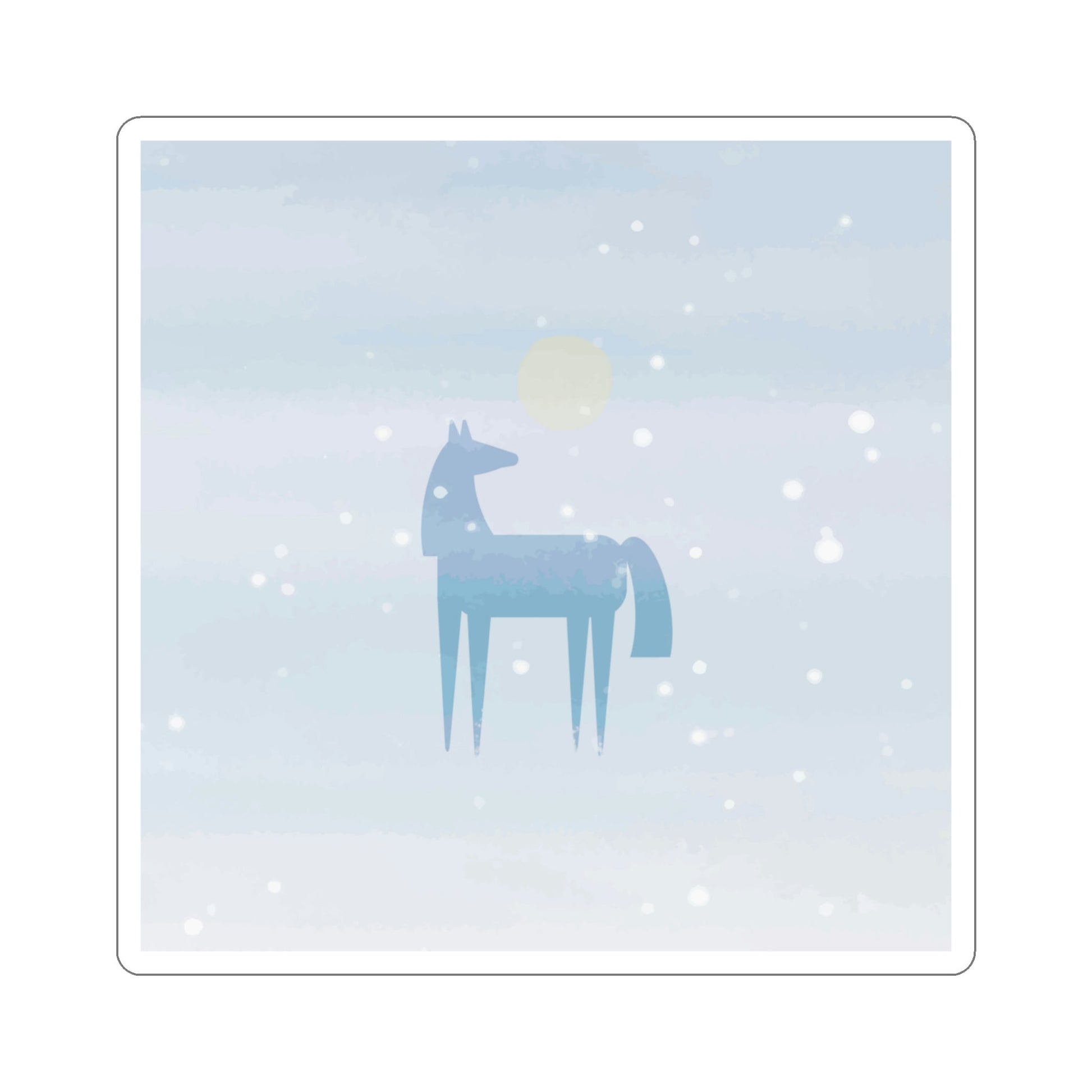 Horse Under the Snow Winter Landscape Art Die-Cut Sticker Ichaku [Perfect Gifts Selection]