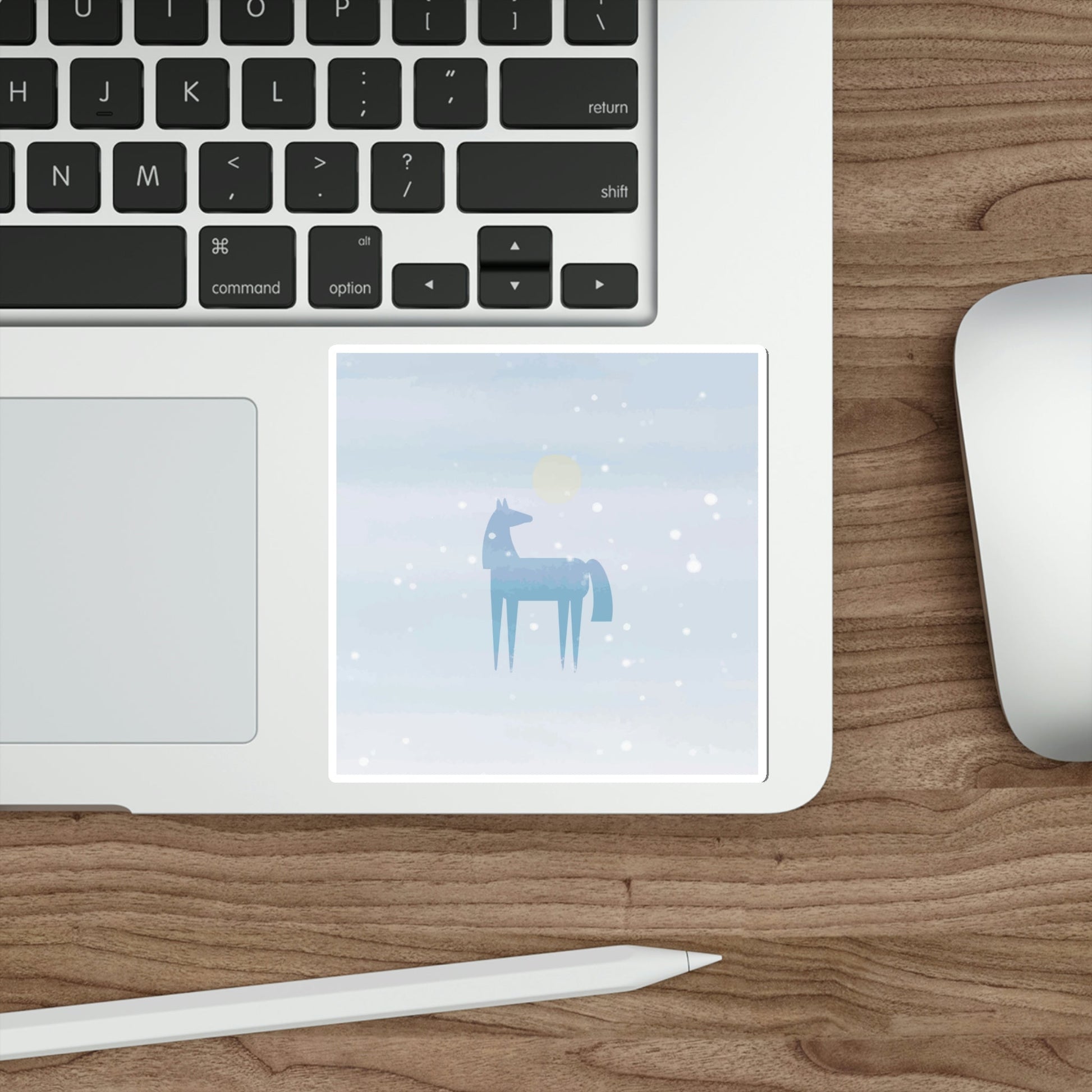 Horse Under the Snow Winter Landscape Art Die-Cut Sticker Ichaku [Perfect Gifts Selection]