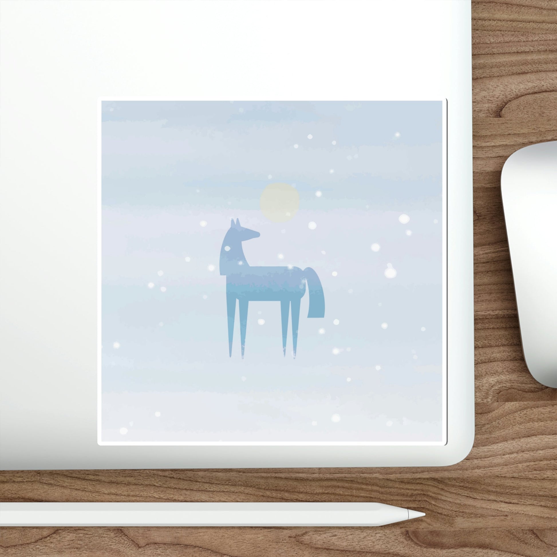 Horse Under the Snow Winter Landscape Art Die-Cut Sticker Ichaku [Perfect Gifts Selection]