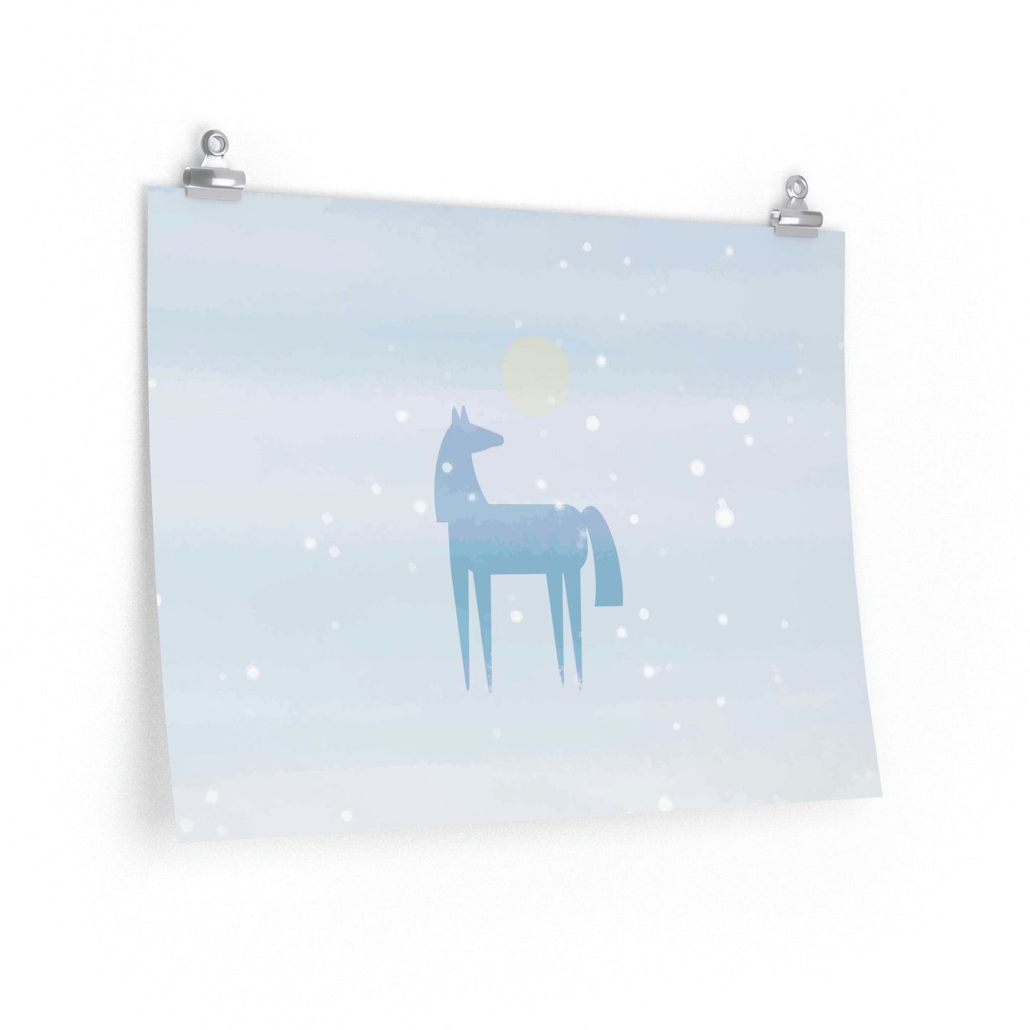 Horse Under the Snow Winter Landscape Art Premium Matte Horizontal Posters Ichaku [Perfect Gifts Selection]