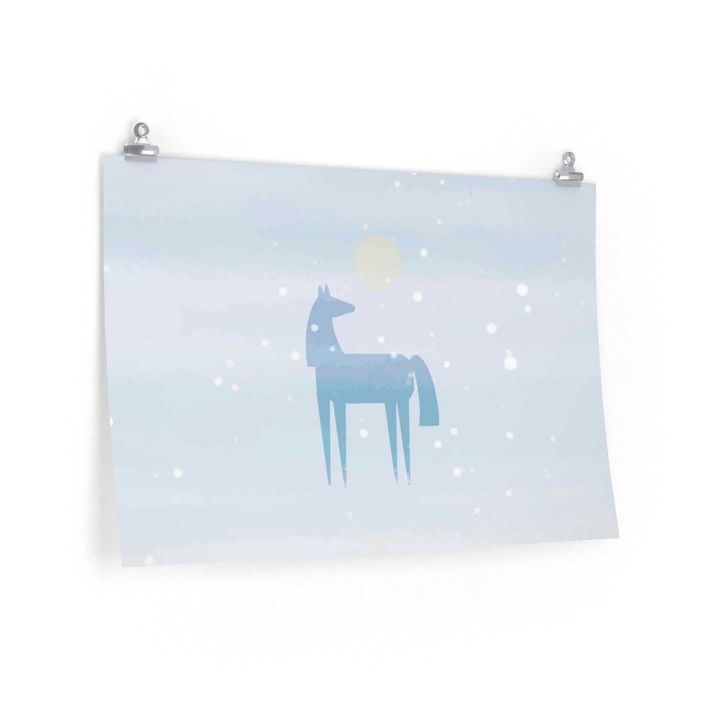 Horse Under the Snow Winter Landscape Art Premium Matte Horizontal Posters Ichaku [Perfect Gifts Selection]