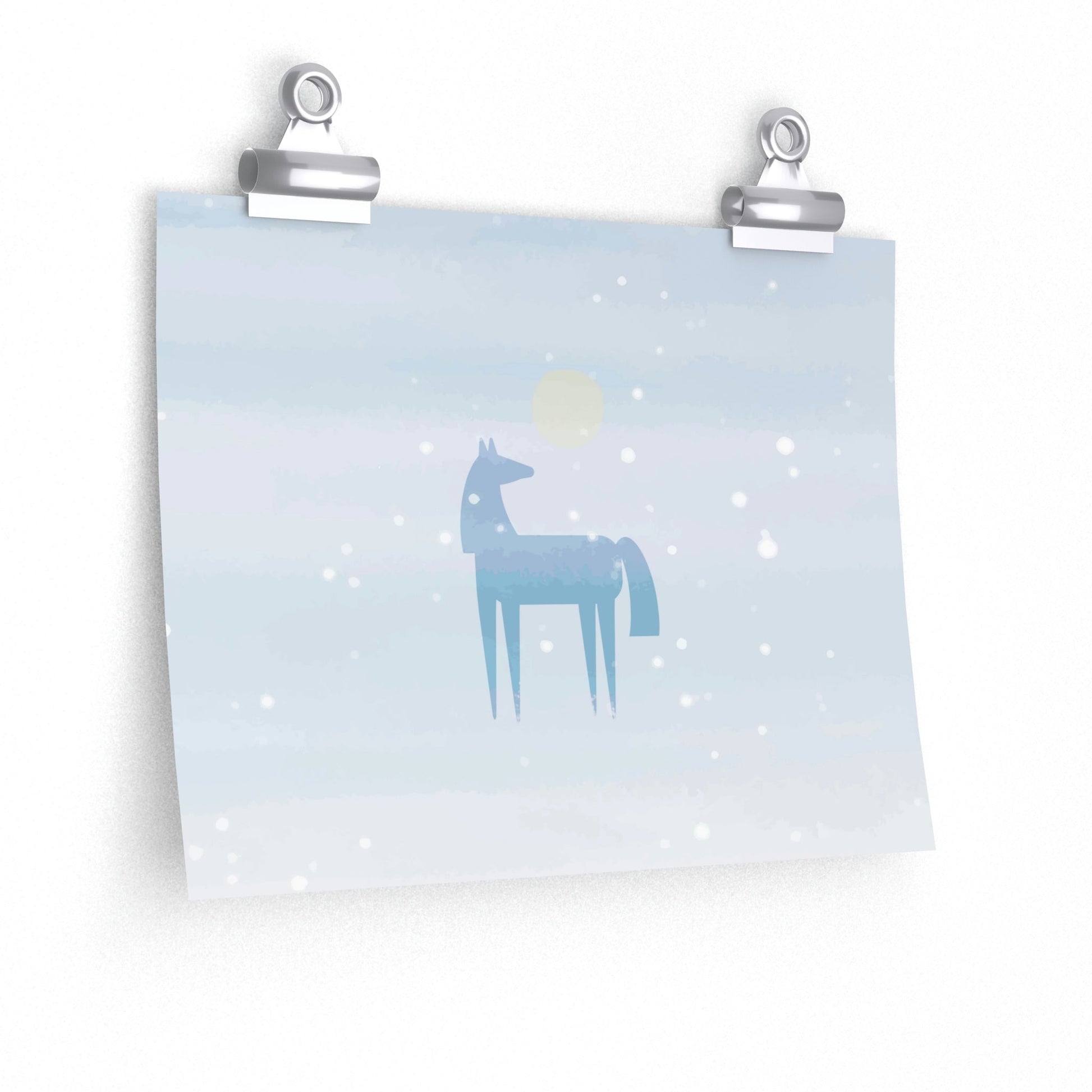 Horse Under the Snow Winter Landscape Art Premium Matte Horizontal Posters Ichaku [Perfect Gifts Selection]