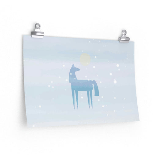 Horse Under the Snow Winter Landscape Art Premium Matte Horizontal Posters Ichaku [Perfect Gifts Selection]