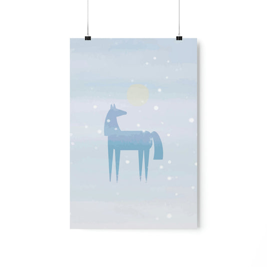 Horse Under the Snow Winter Landscape Art Premium Matte Vertical Posters Ichaku [Perfect Gifts Selection]