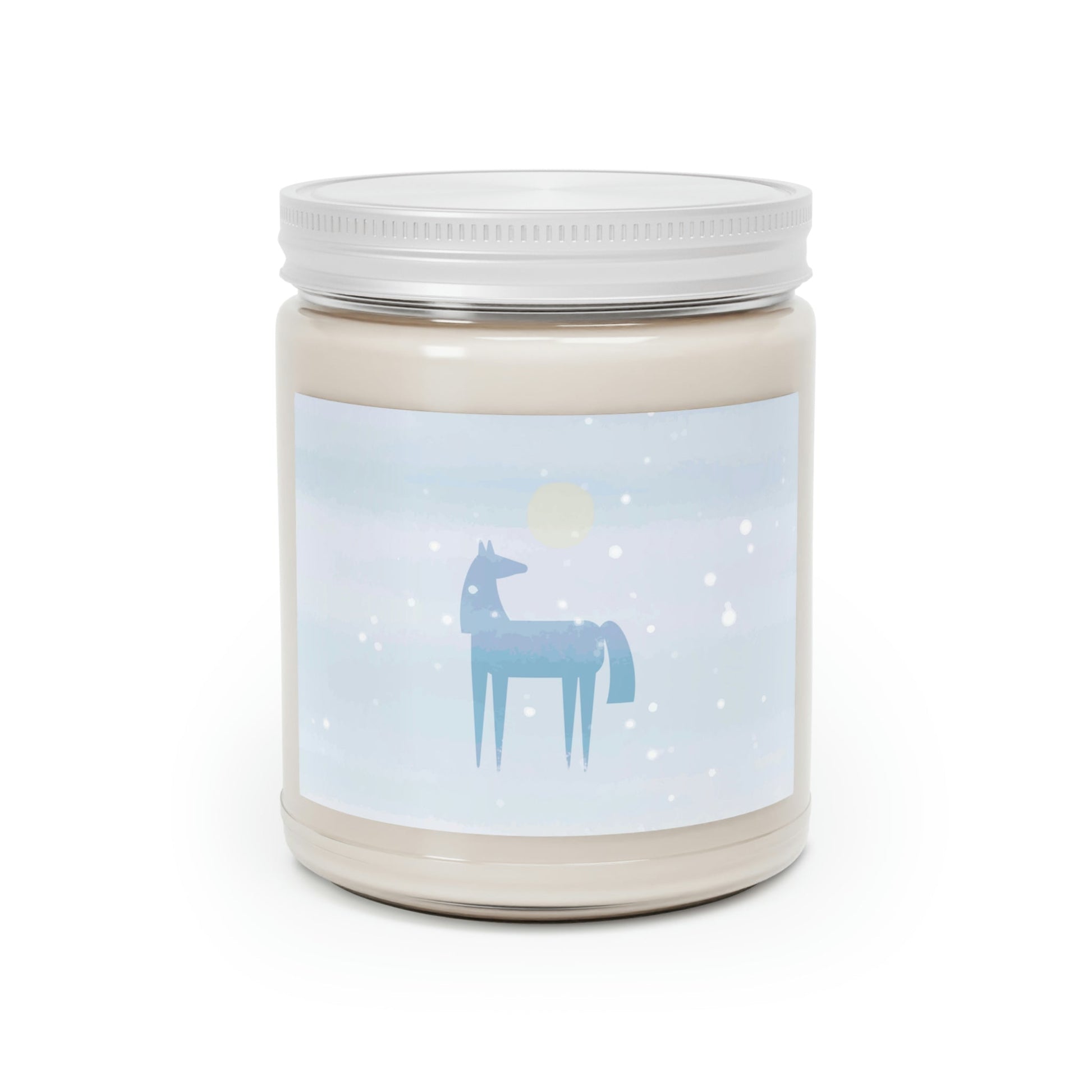 Horse Under the Snow Winter Landscape Art Scented Candle Up to 60h Soy Wax 9oz Ichaku [Perfect Gifts Selection]