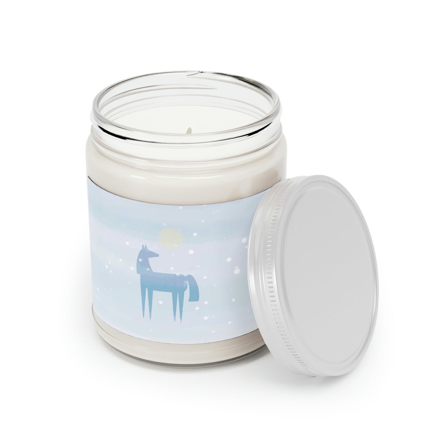 Horse Under the Snow Winter Landscape Art Scented Candle Up to 60h Soy Wax 9oz Ichaku [Perfect Gifts Selection]