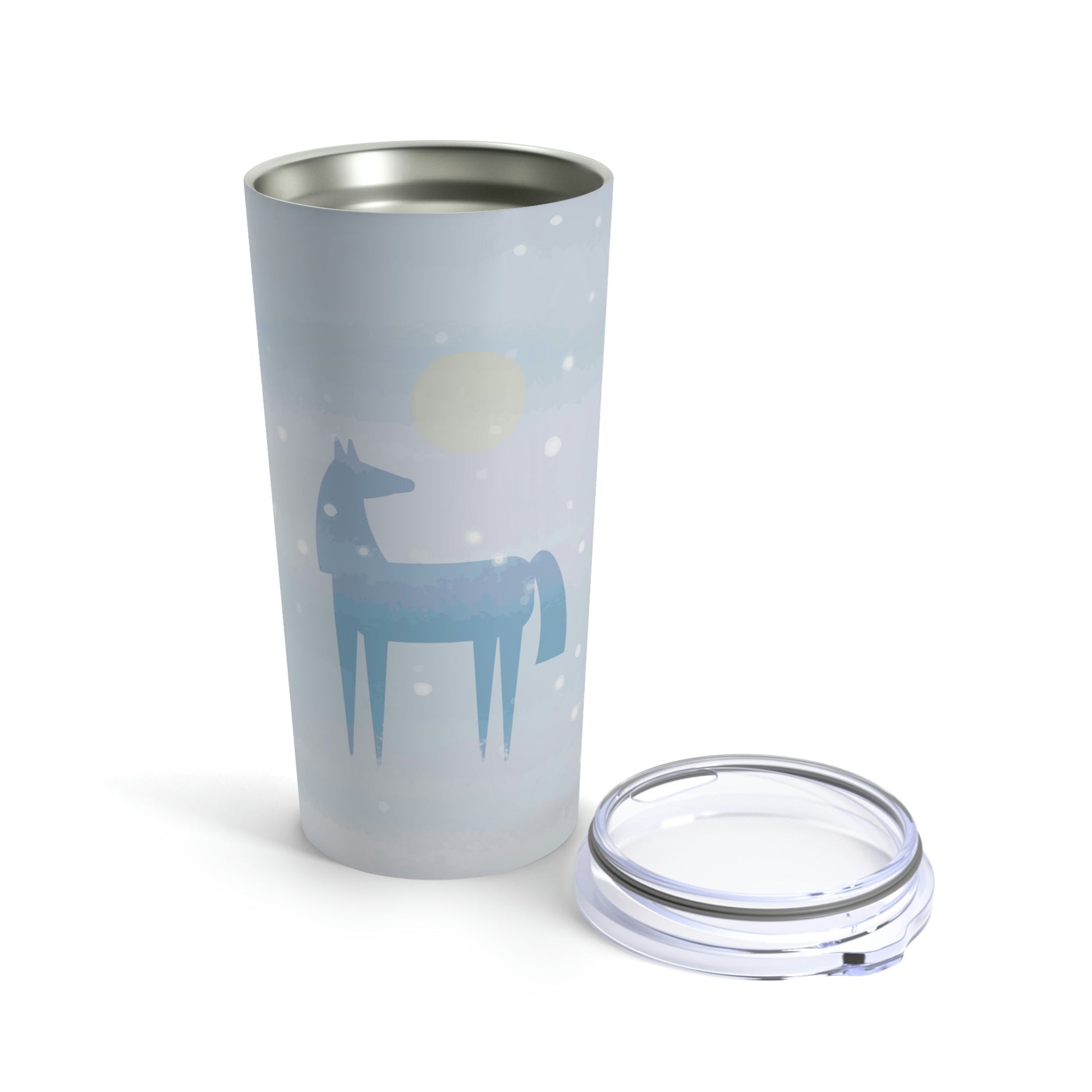 Horse Under the Snow Winter Landscape Art Stainless Steel Hot or Cold Vacuum Tumbler 20oz Ichaku [Perfect Gifts Selection]