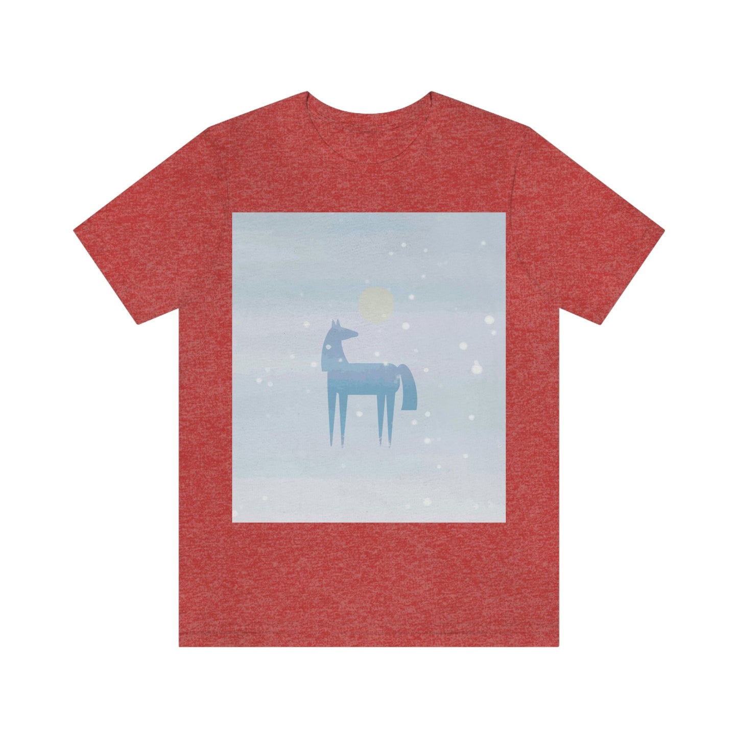 Horse Under the Snow Winter Landscape Unisex Jersey Short Sleeve T-Shirt Ichaku [Perfect Gifts Selection]