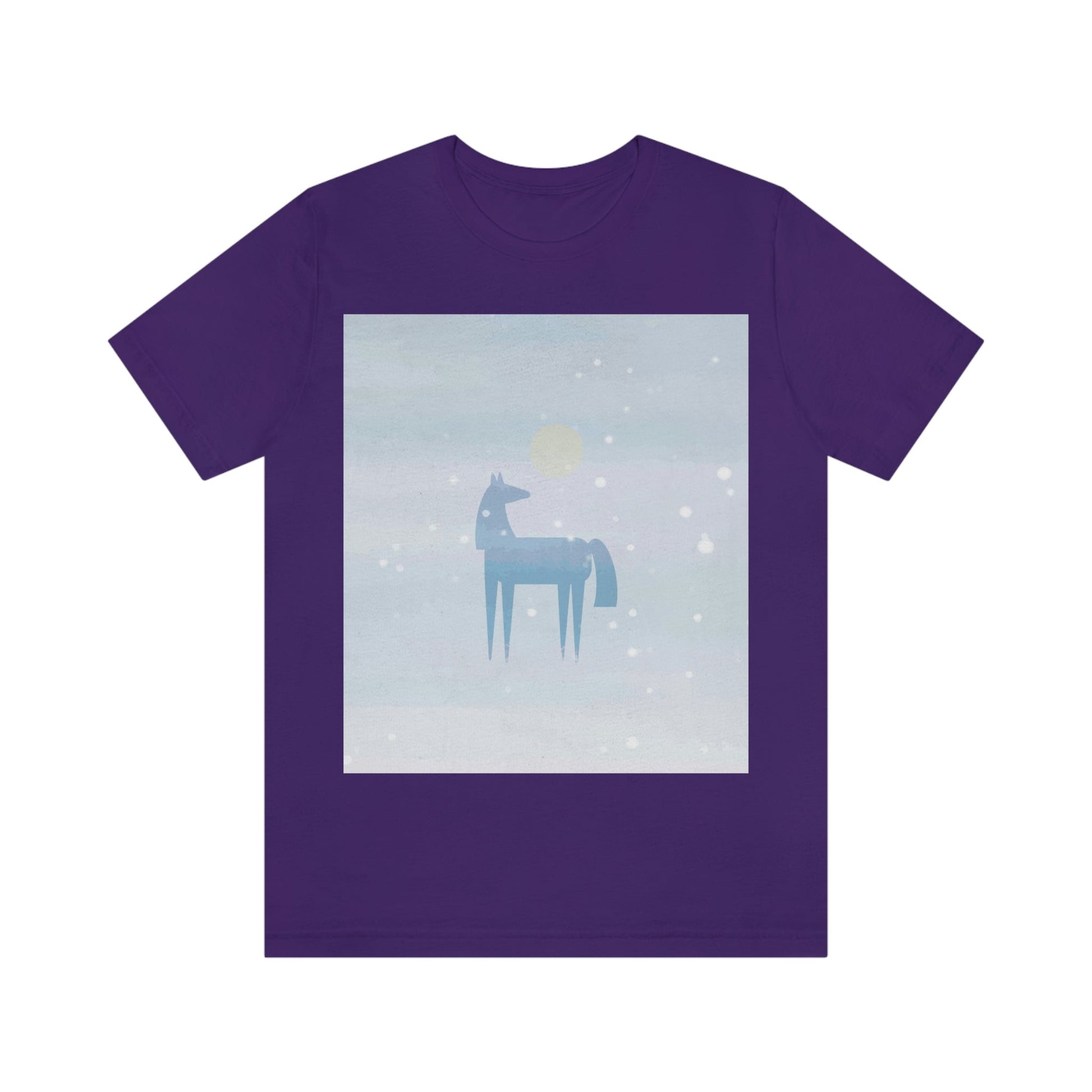 Horse Under the Snow Winter Landscape Unisex Jersey Short Sleeve T-Shirt Ichaku [Perfect Gifts Selection]