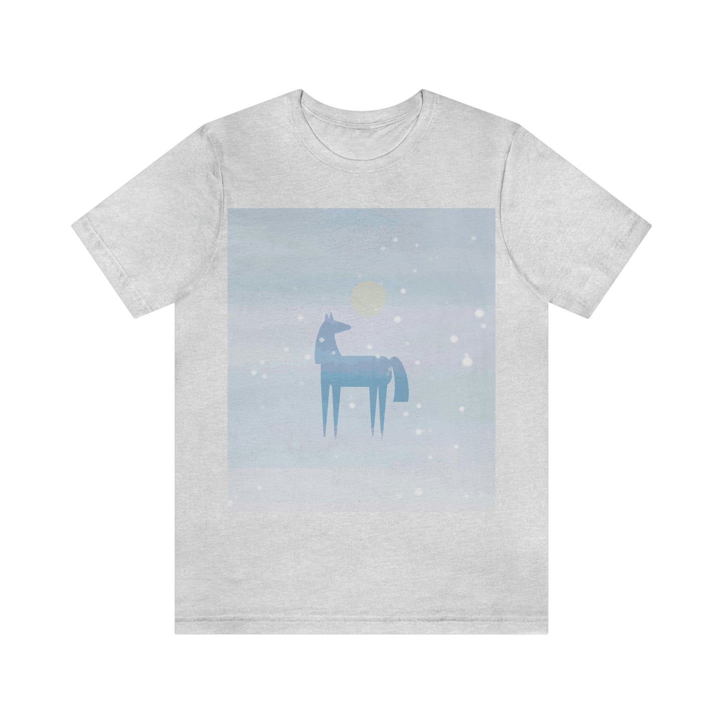 Horse Under the Snow Winter Landscape Unisex Jersey Short Sleeve T-Shirt Ichaku [Perfect Gifts Selection]