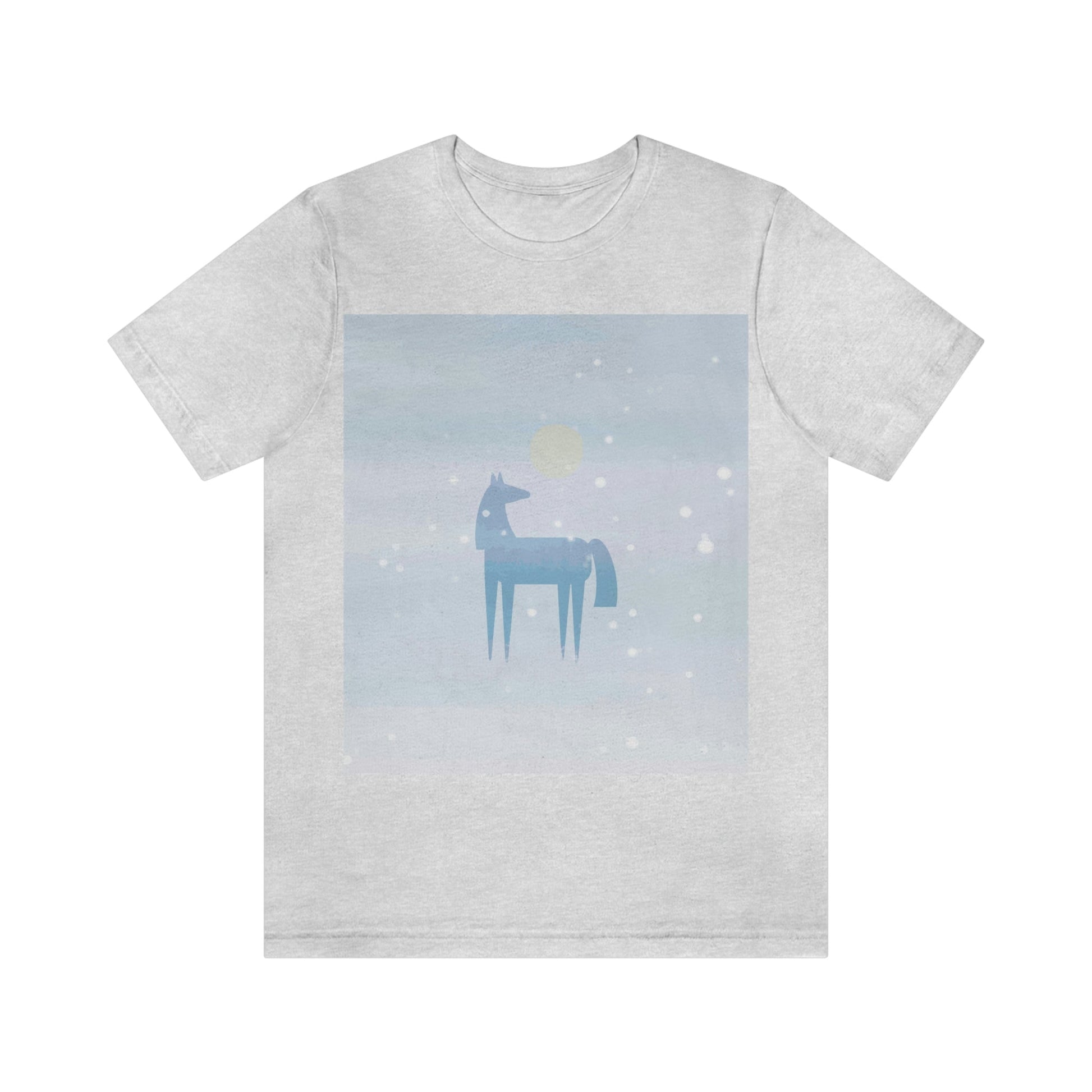 Horse Under the Snow Winter Landscape Unisex Jersey Short Sleeve T-Shirt Ichaku [Perfect Gifts Selection]