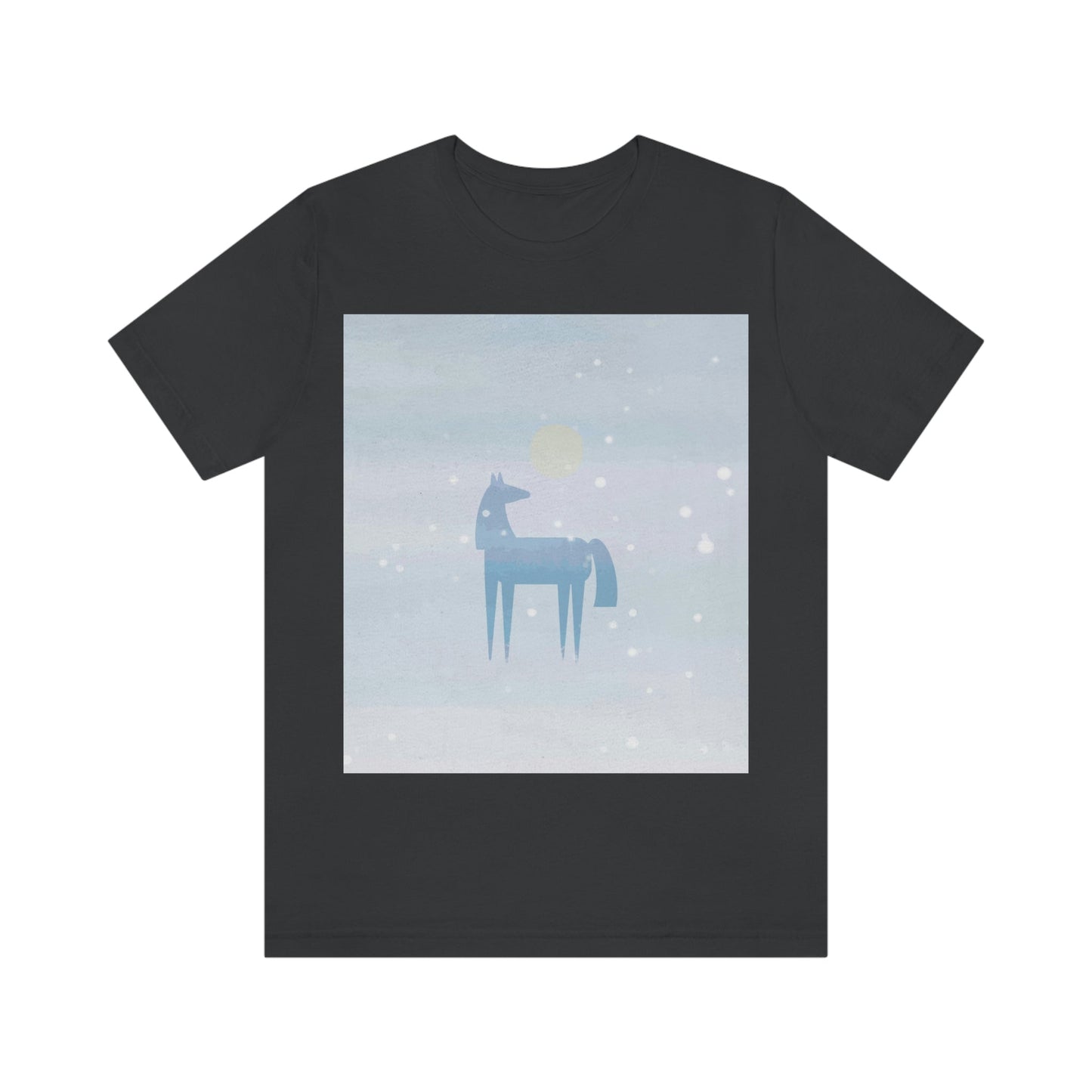 Horse Under the Snow Winter Landscape Unisex Jersey Short Sleeve T-Shirt Ichaku [Perfect Gifts Selection]