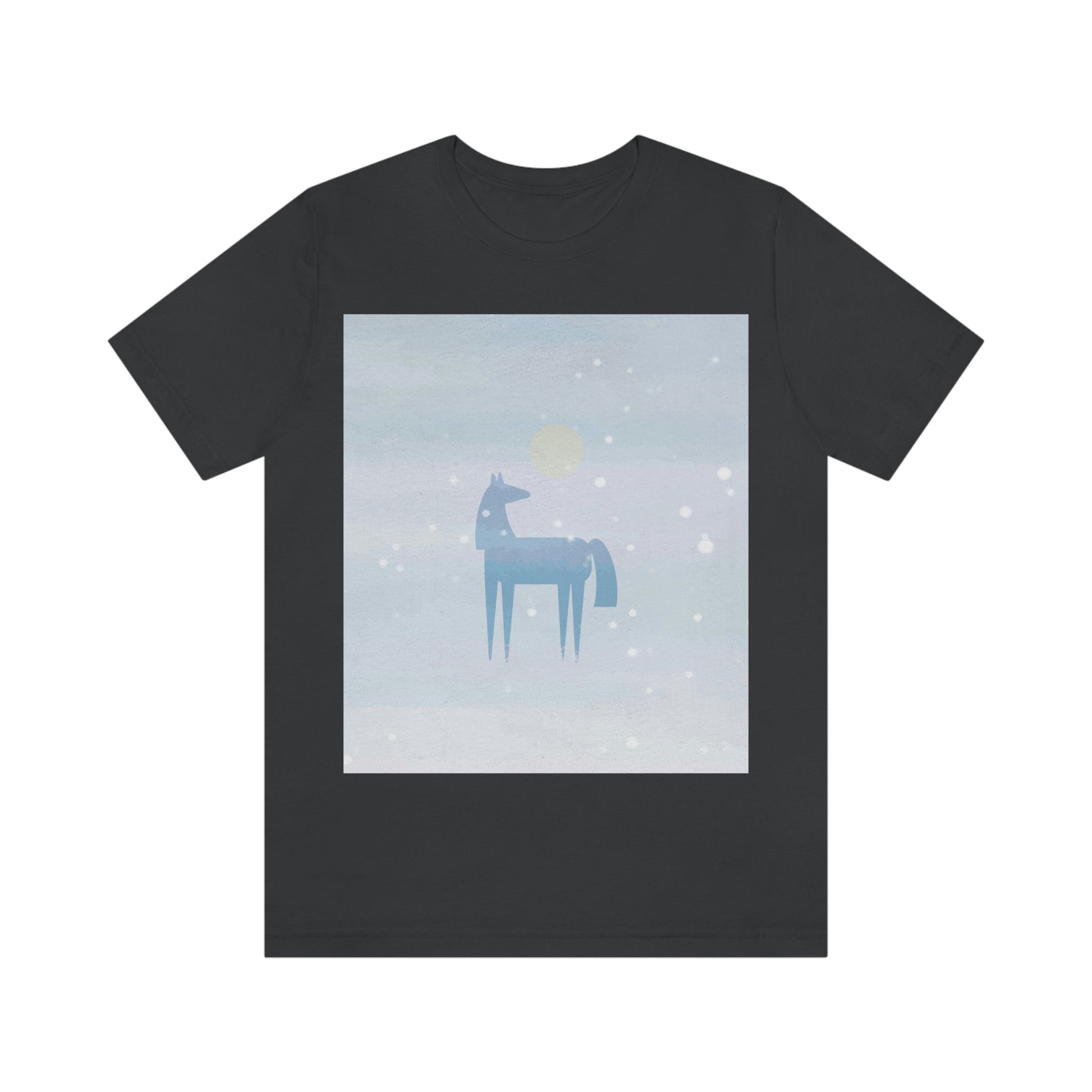 Horse Under the Snow Winter Landscape Unisex Jersey Short Sleeve T-Shirt Ichaku [Perfect Gifts Selection]