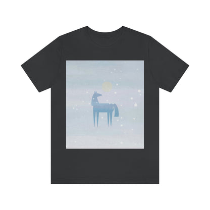 Horse Under the Snow Winter Landscape Unisex Jersey Short Sleeve T-Shirt Ichaku [Perfect Gifts Selection]